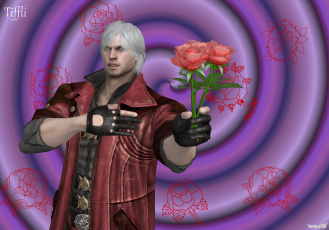 обоя 3д, графика, people, люди, розы, мужчина