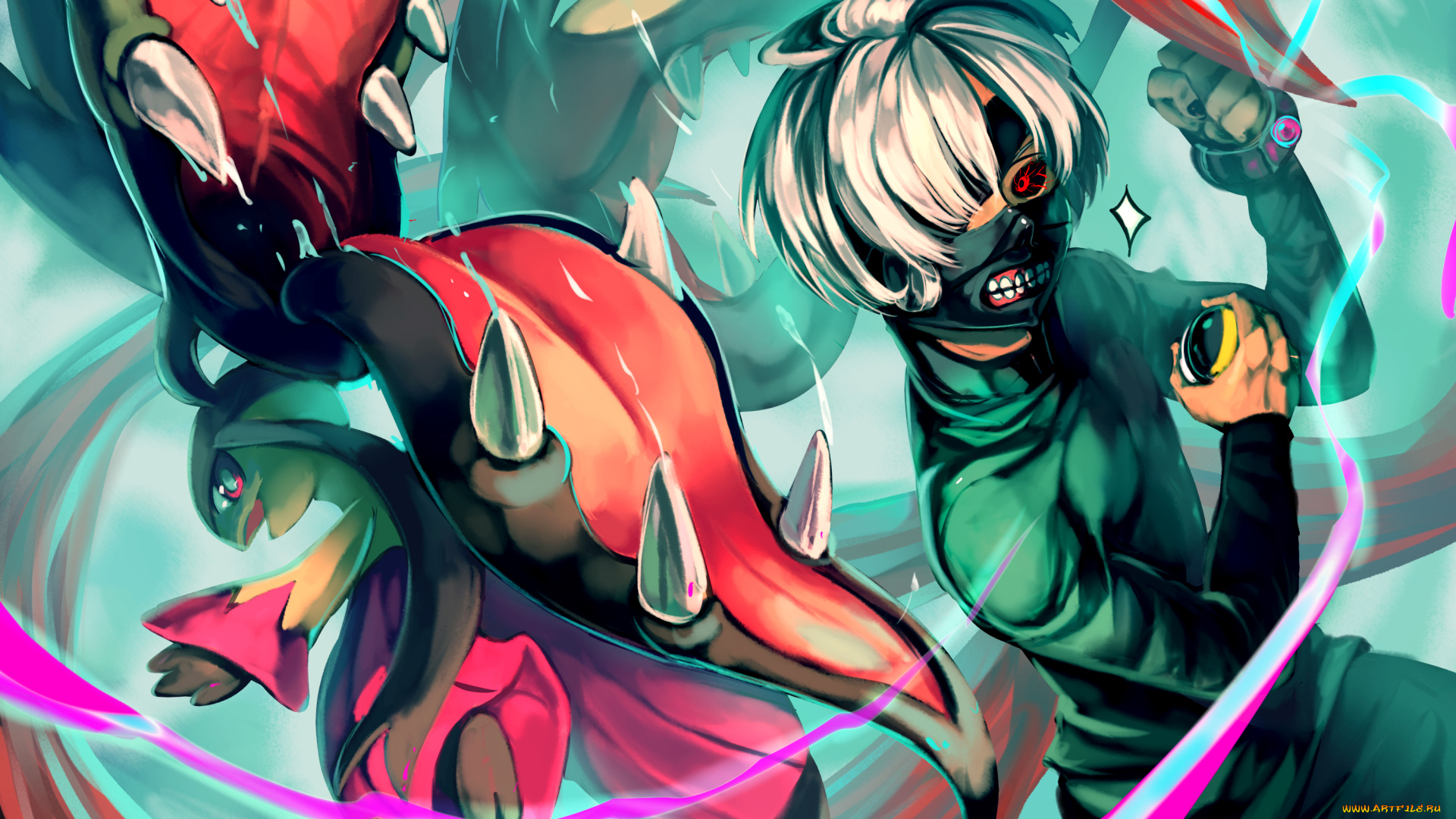 аниме, tokyo, ghoul, покемон, токийский, гуль, арт