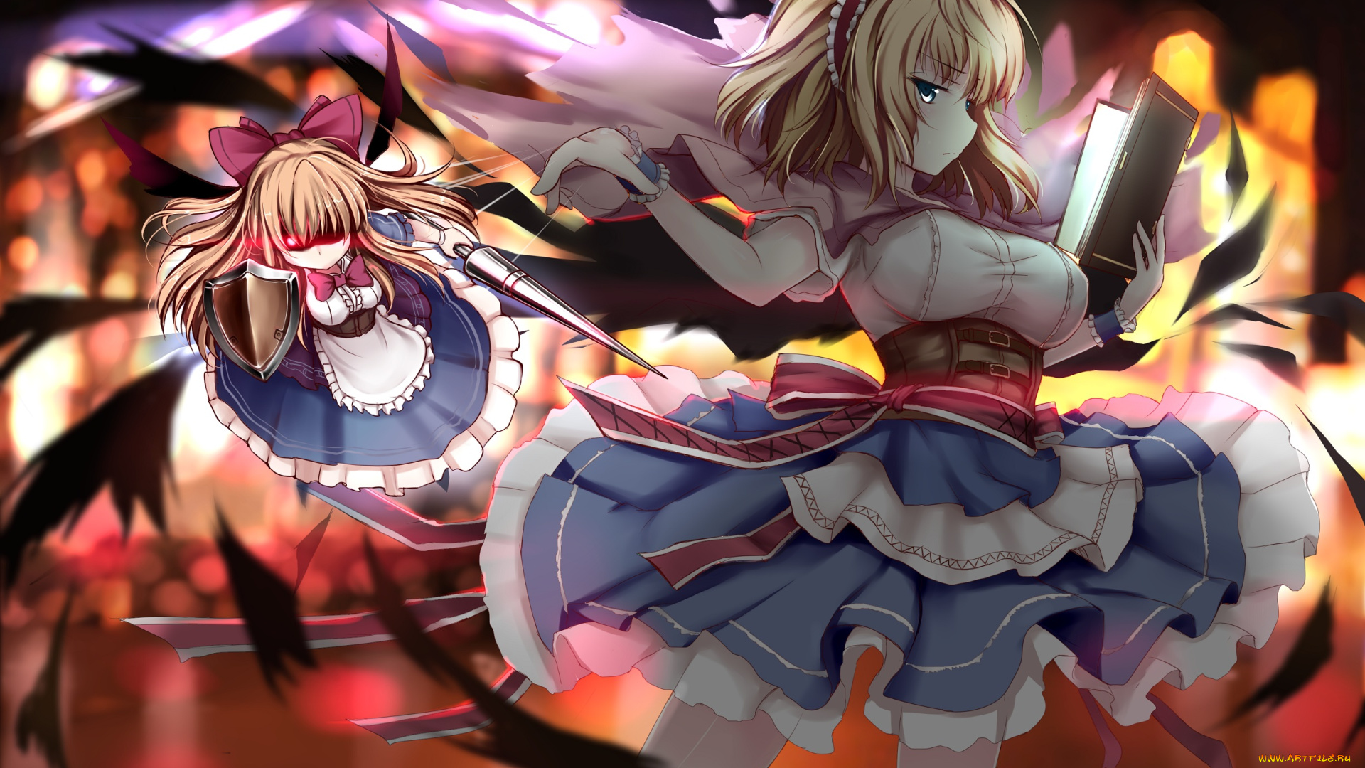 аниме, touhou, оружие, девушки