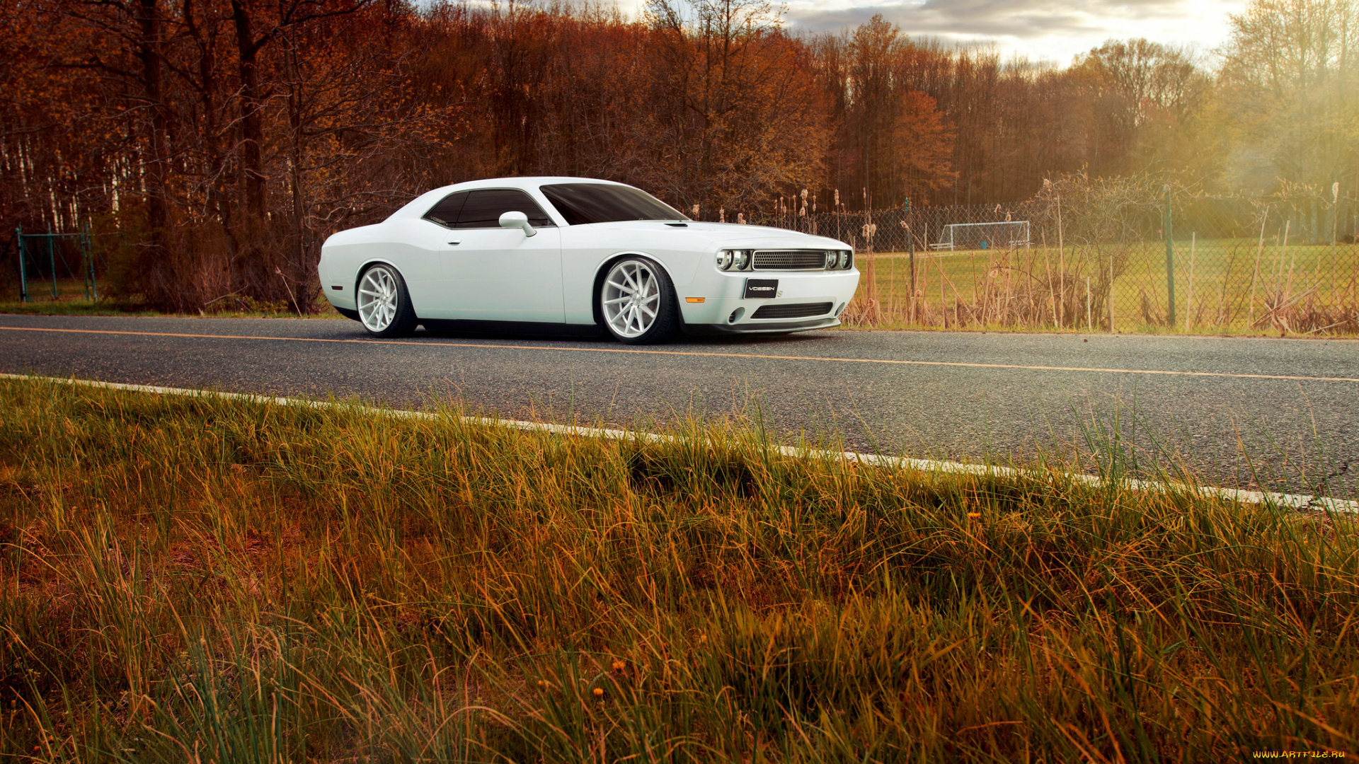 автомобили, dodge, challenger, vossen, wheels, white