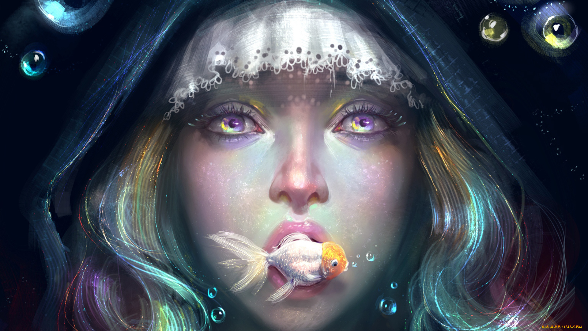 фэнтези, девушки, девушка, рыбка