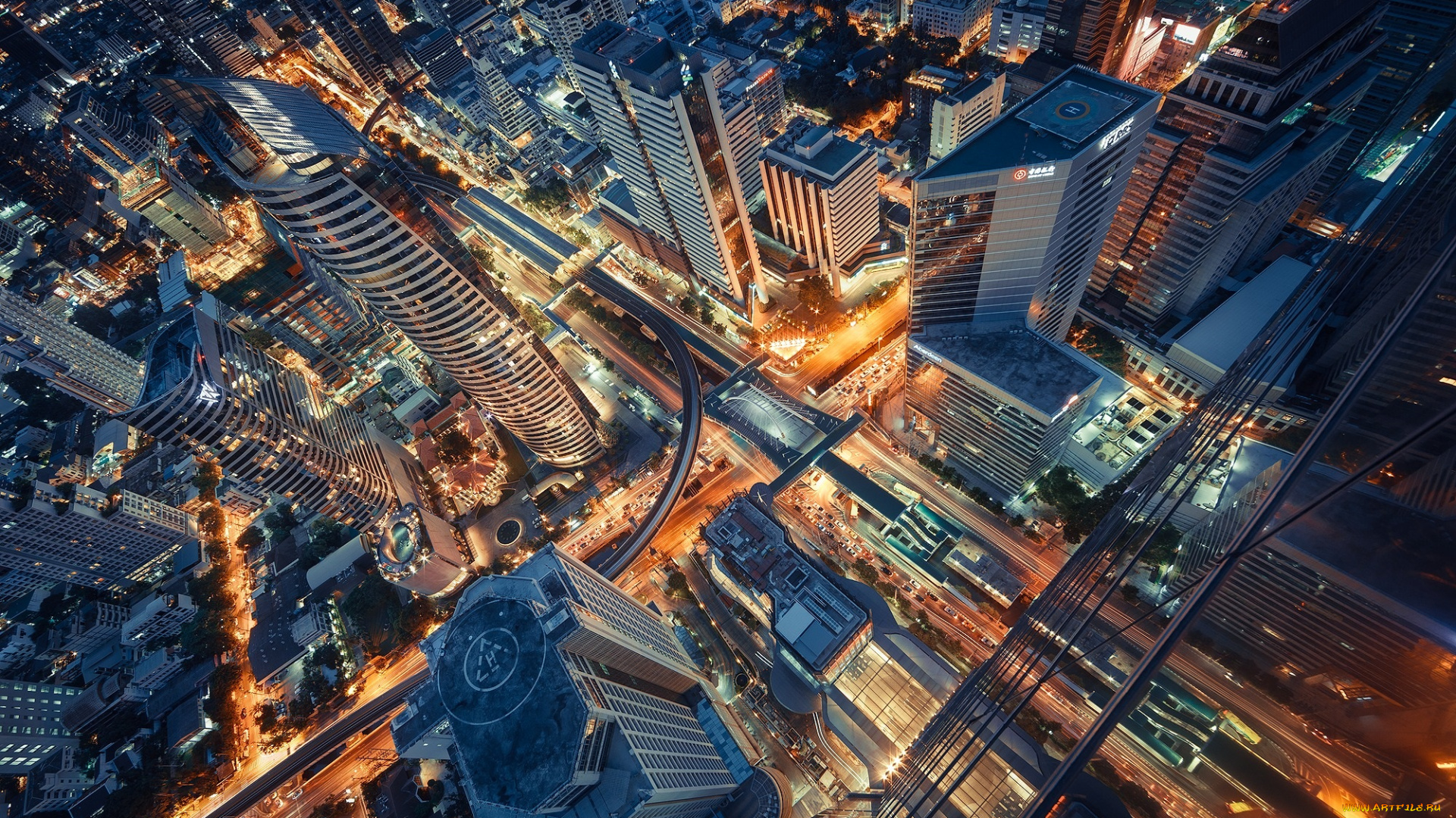 города, бангкок, , таиланд, ночь, бангкок, город, выдержка, огни