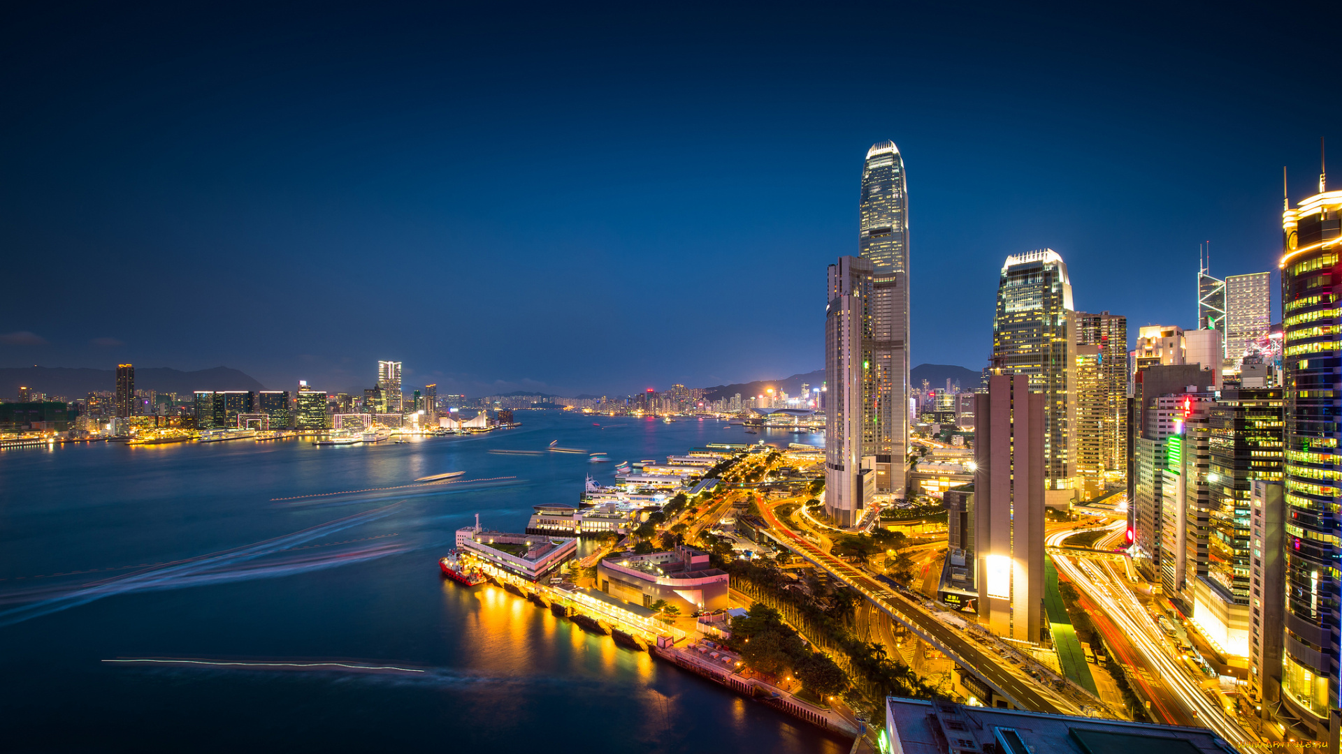 города, гонконг, , китай, город, ночь, выдержка, гонконг