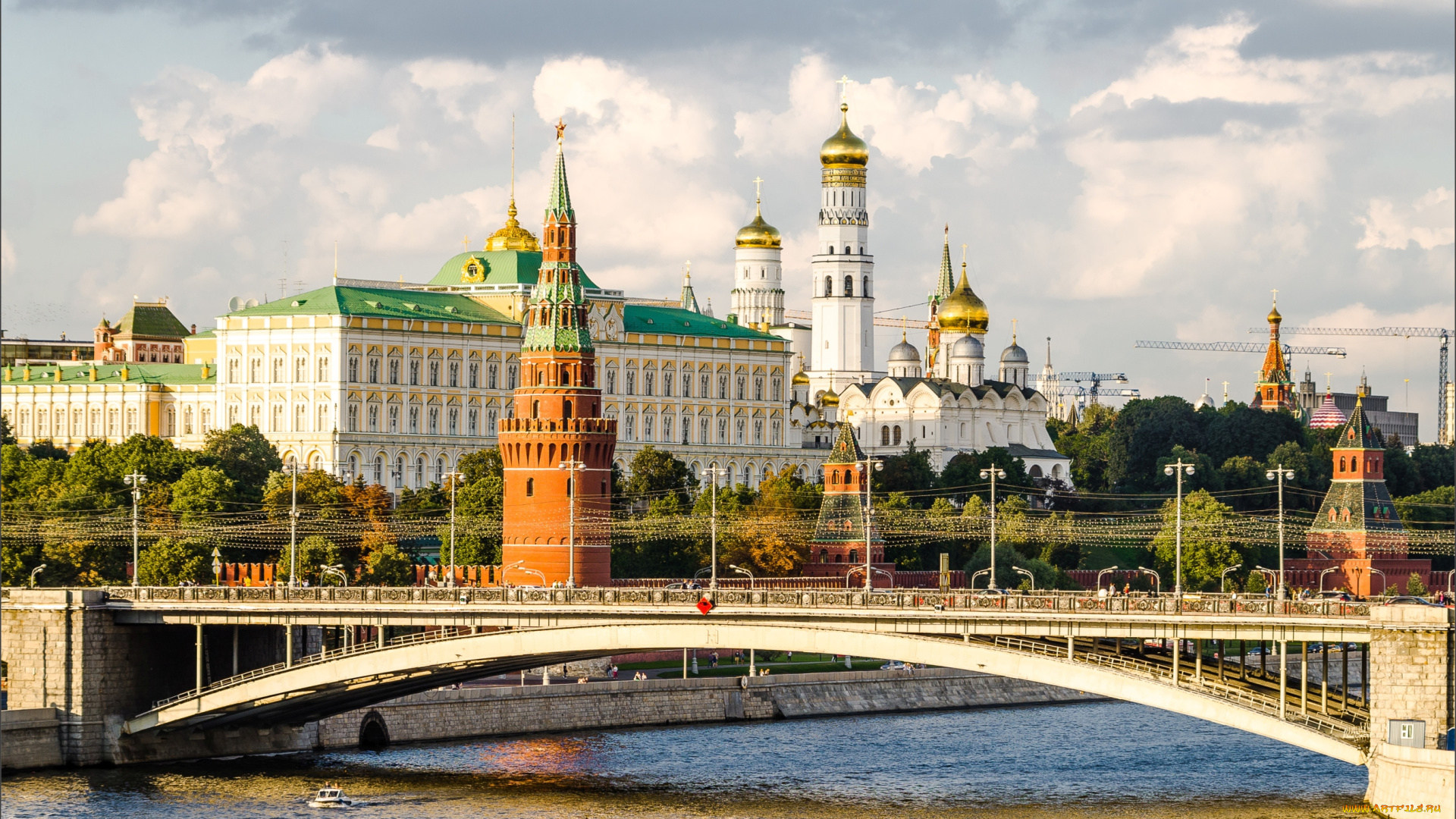 города, москва, , россия, кремль, мост