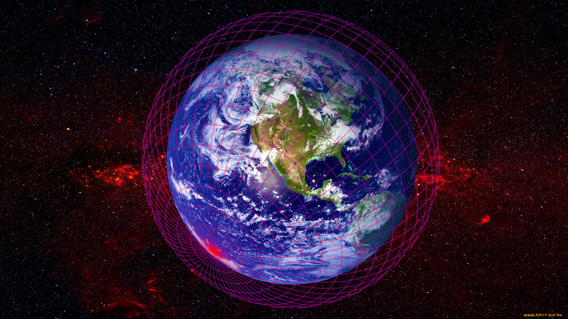 космос, земля, звезды, небо, сетка