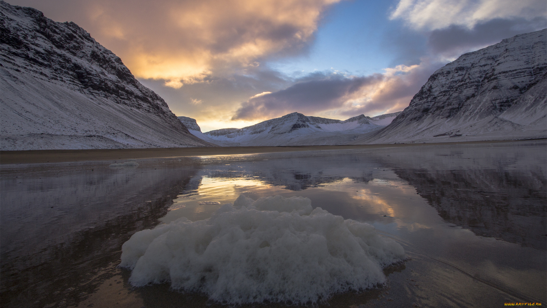 природа, айсберги, и, ледники, лед, горы, озеро, снег, холод, льдина