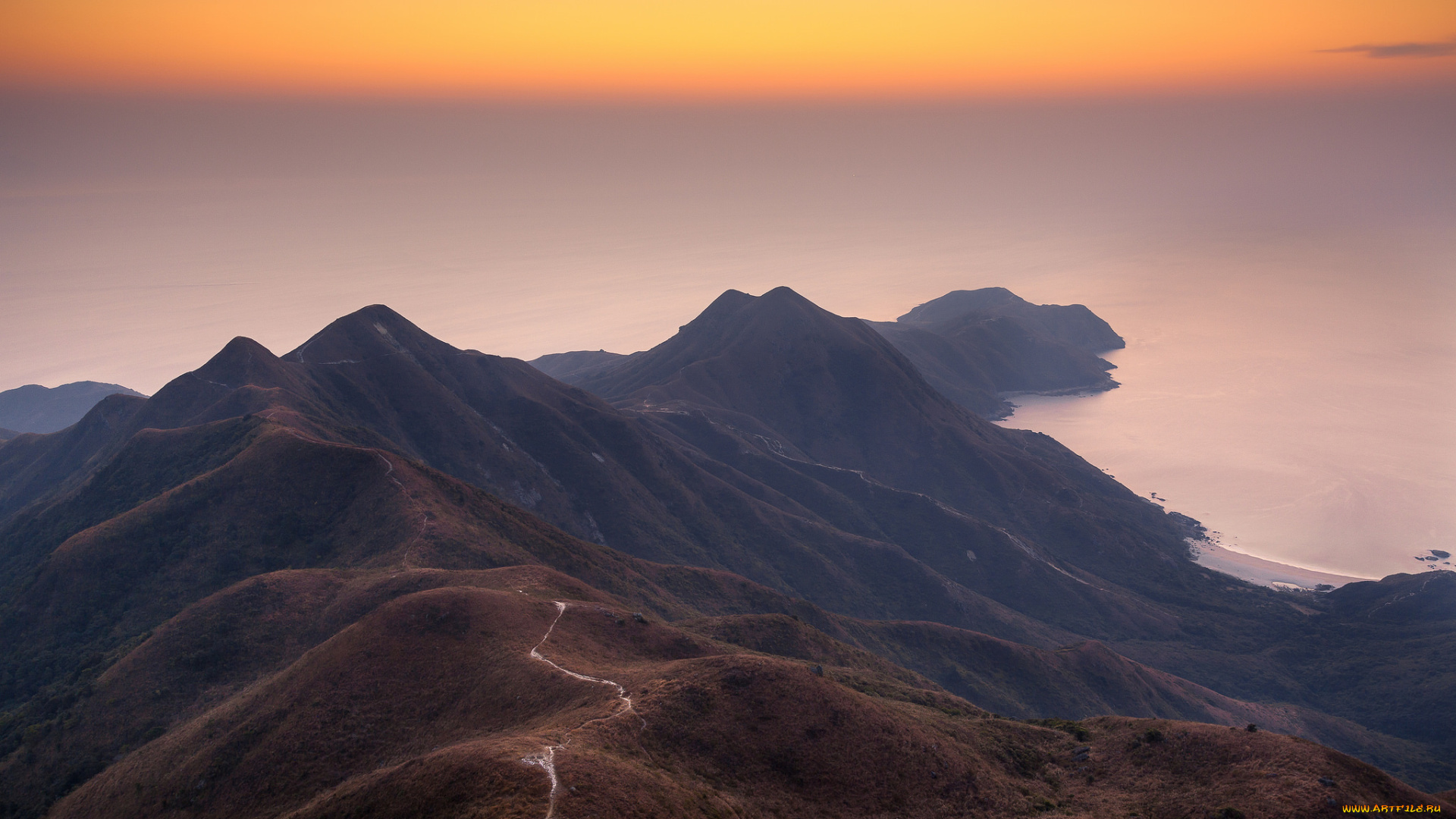 природа, горы, китай, sharp, peak, гонконг, утро, холмы