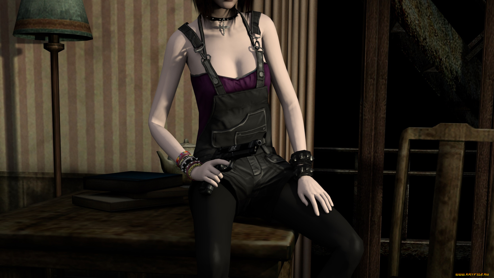 shattered, , reality, 3д, графика, фантазия, , fantasy, взгляд, девушка, оружие