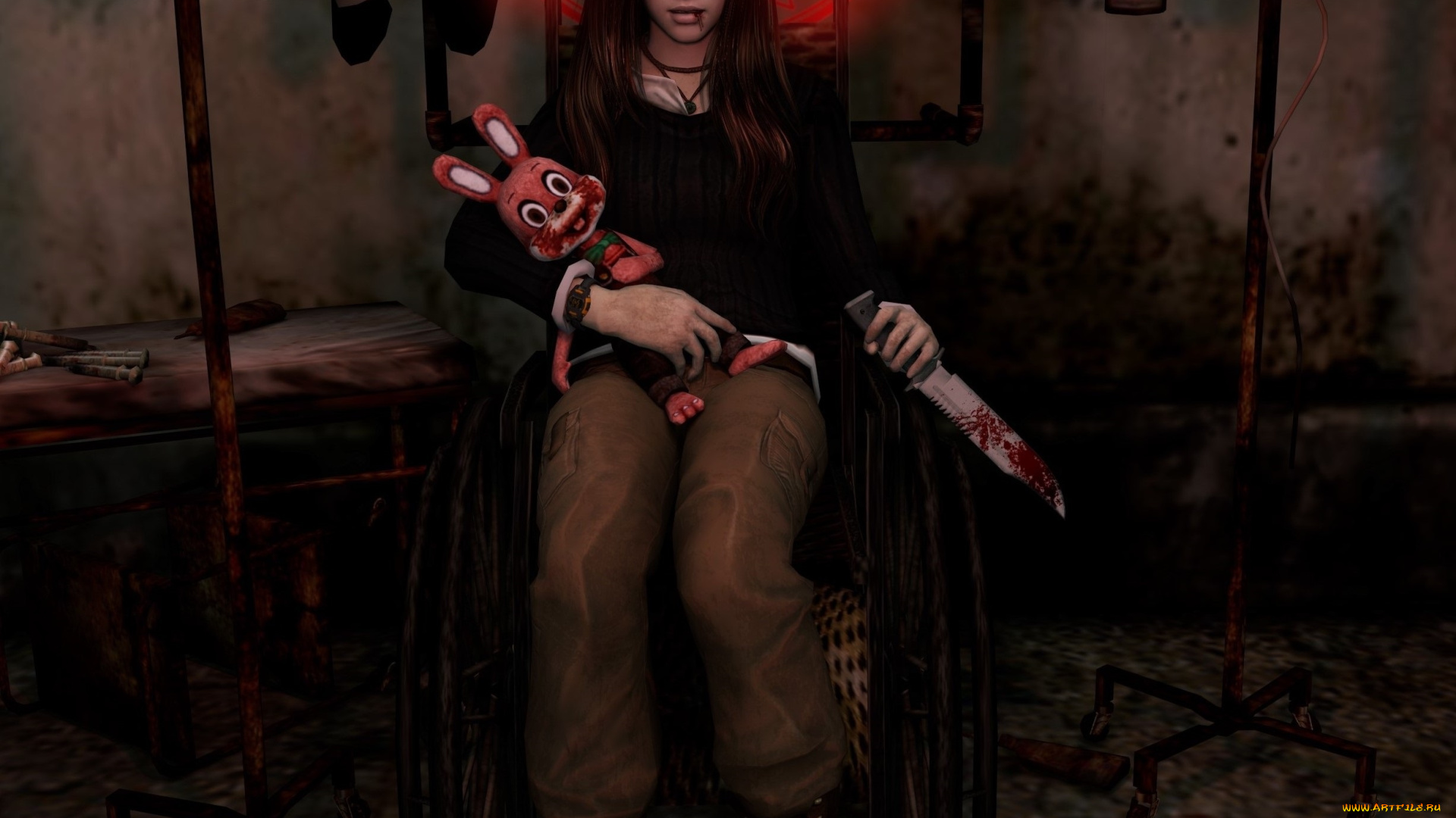 shattered, , reality, 3д, графика, фантазия, , fantasy, кровь, девушка, кукла, нож