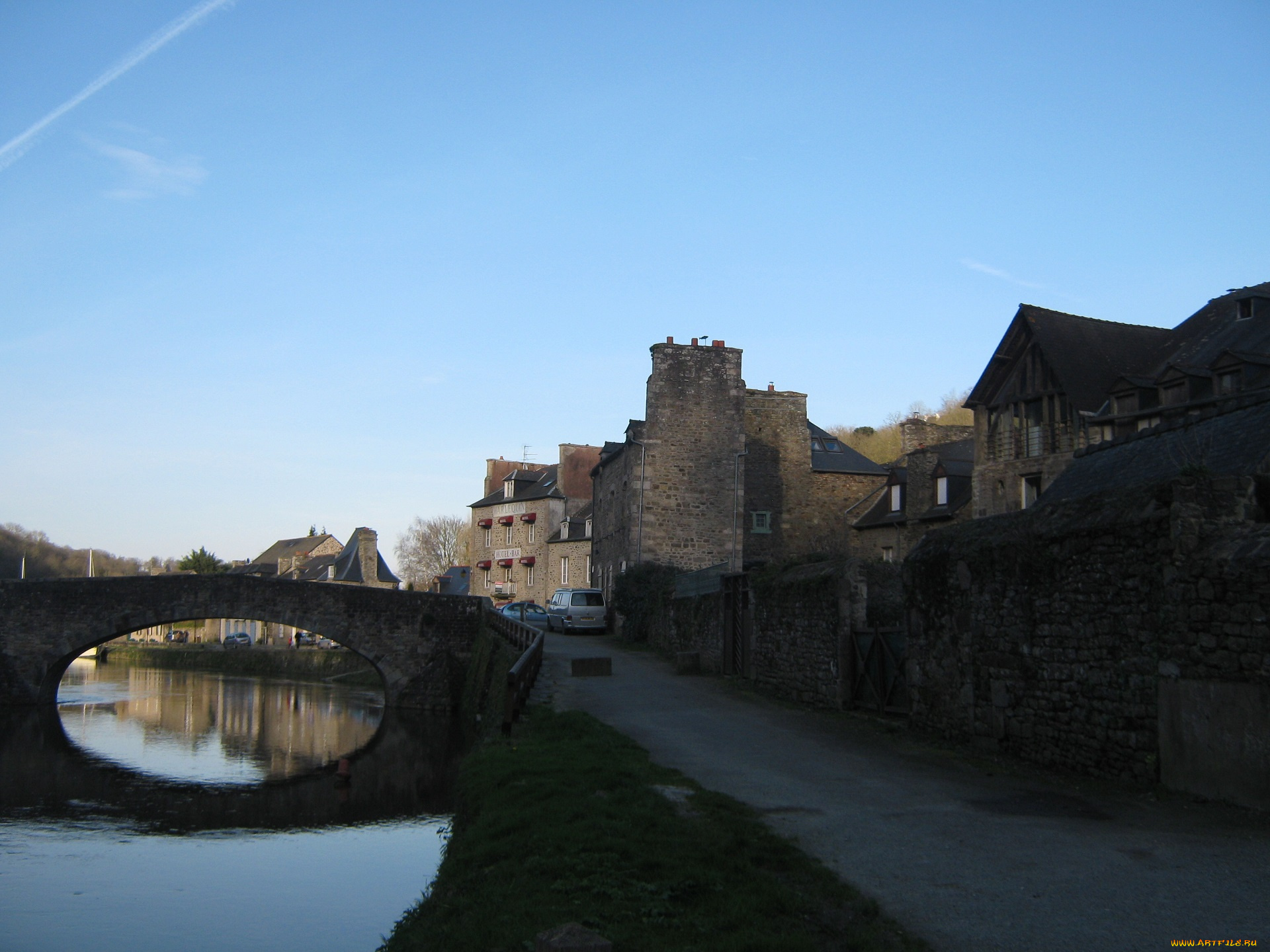 франция, , город, динан, города, -, мосты, река, ранс, город, динан