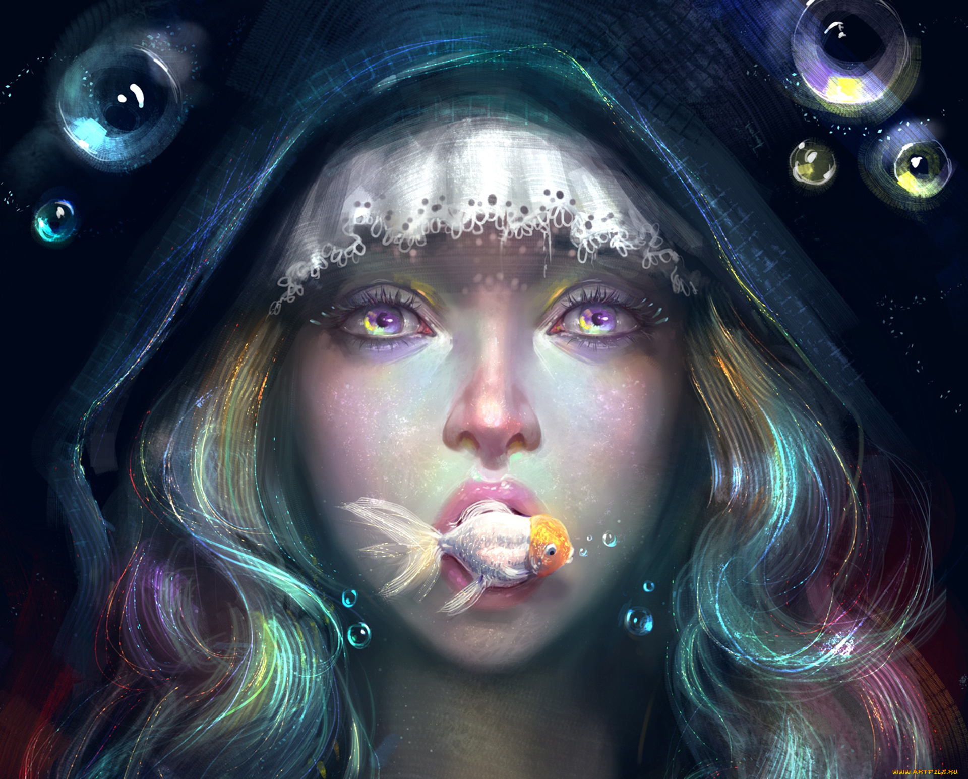 фэнтези, девушки, девушка, рыбка