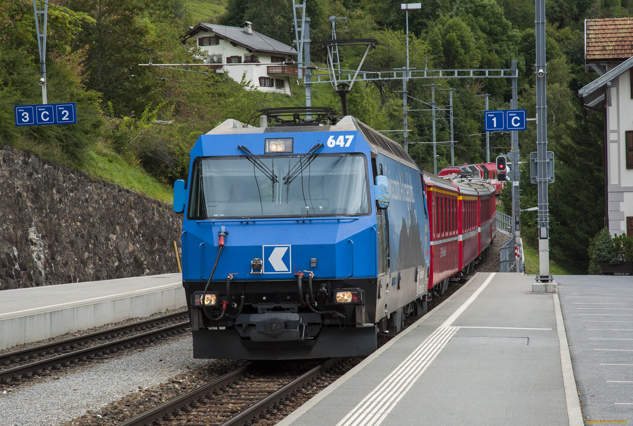 техника, поезда, горы, электропоезд