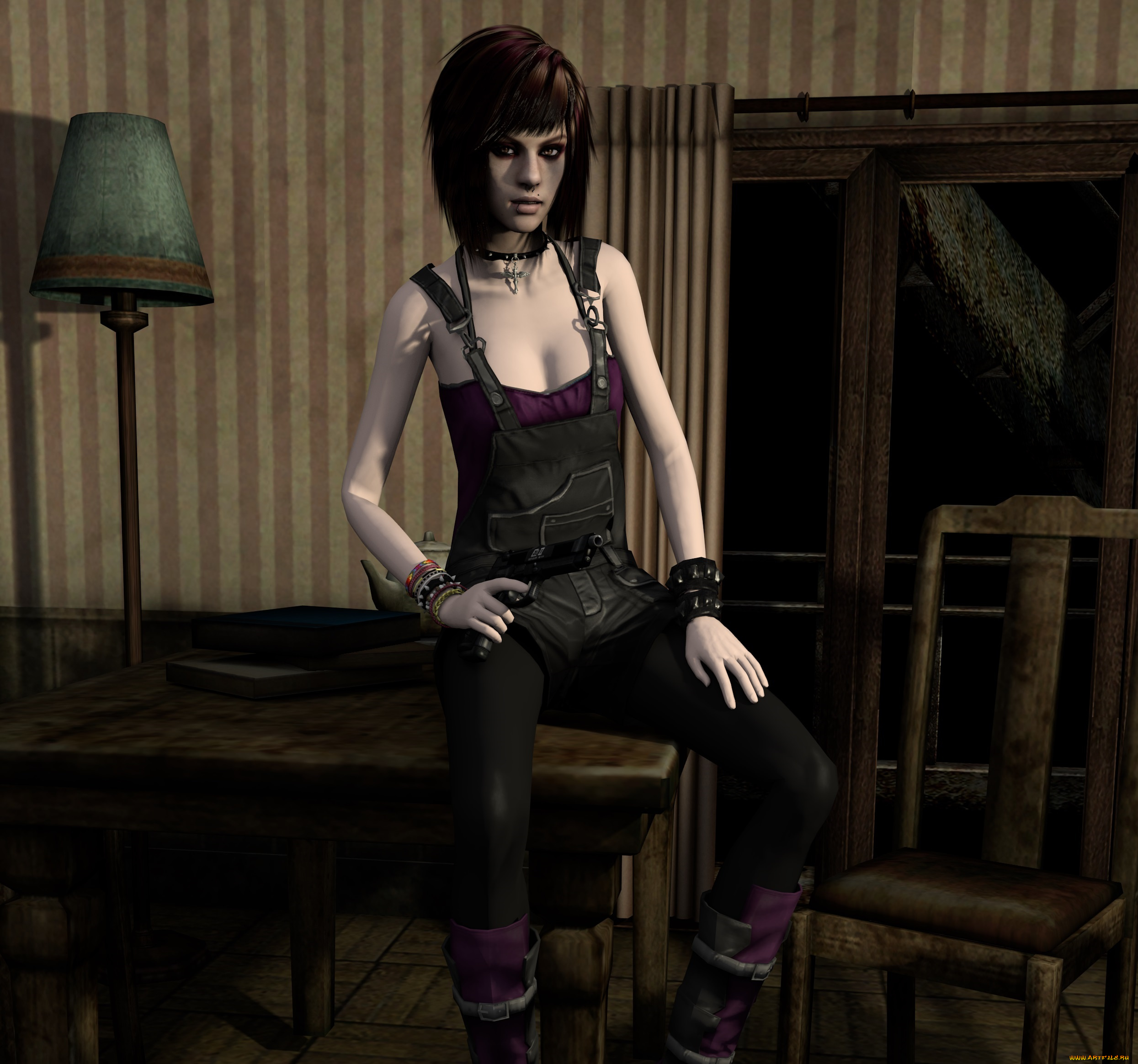 shattered, , reality, 3д, графика, фантазия, , fantasy, взгляд, девушка, оружие