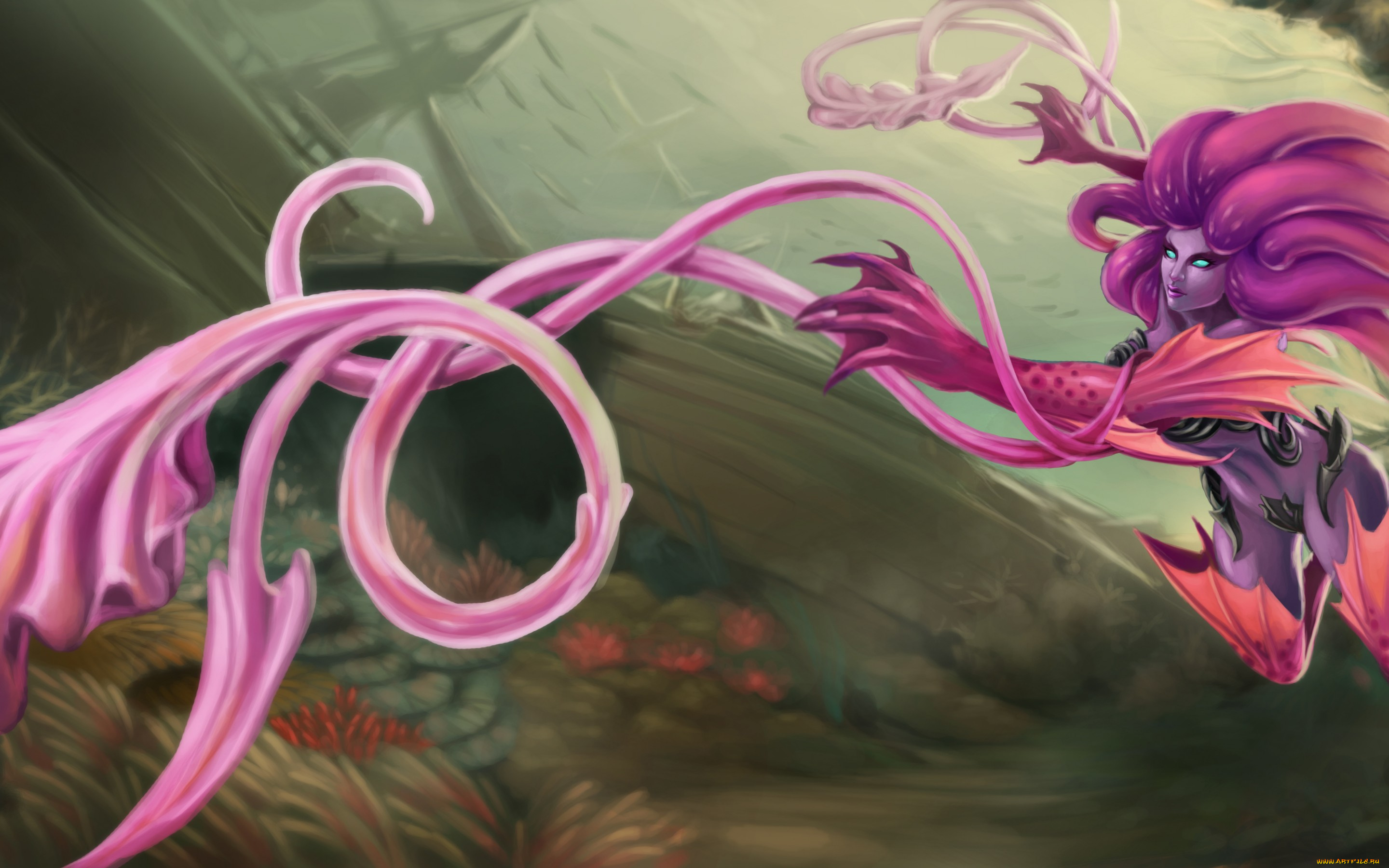 league, of, legends, фэнтези, существа, zyra, под, водой