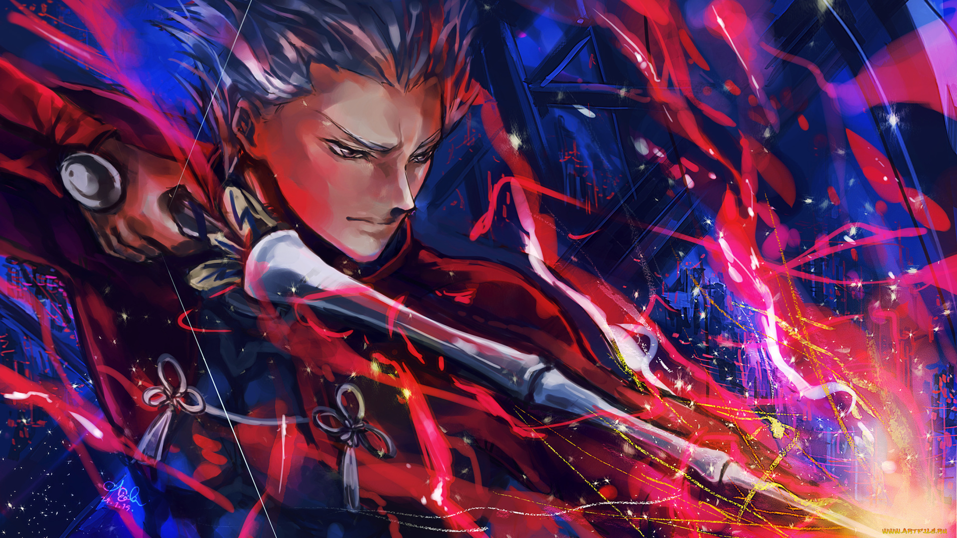 аниме, fate, stay, night, судбьба, ночь, схватки, арчер
