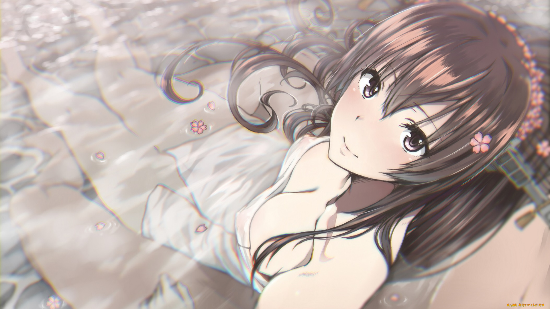 аниме, kantai, collection, вода, взгляд, девушка, kappipe, brd0520, kancolle, yamato, kantai, collection