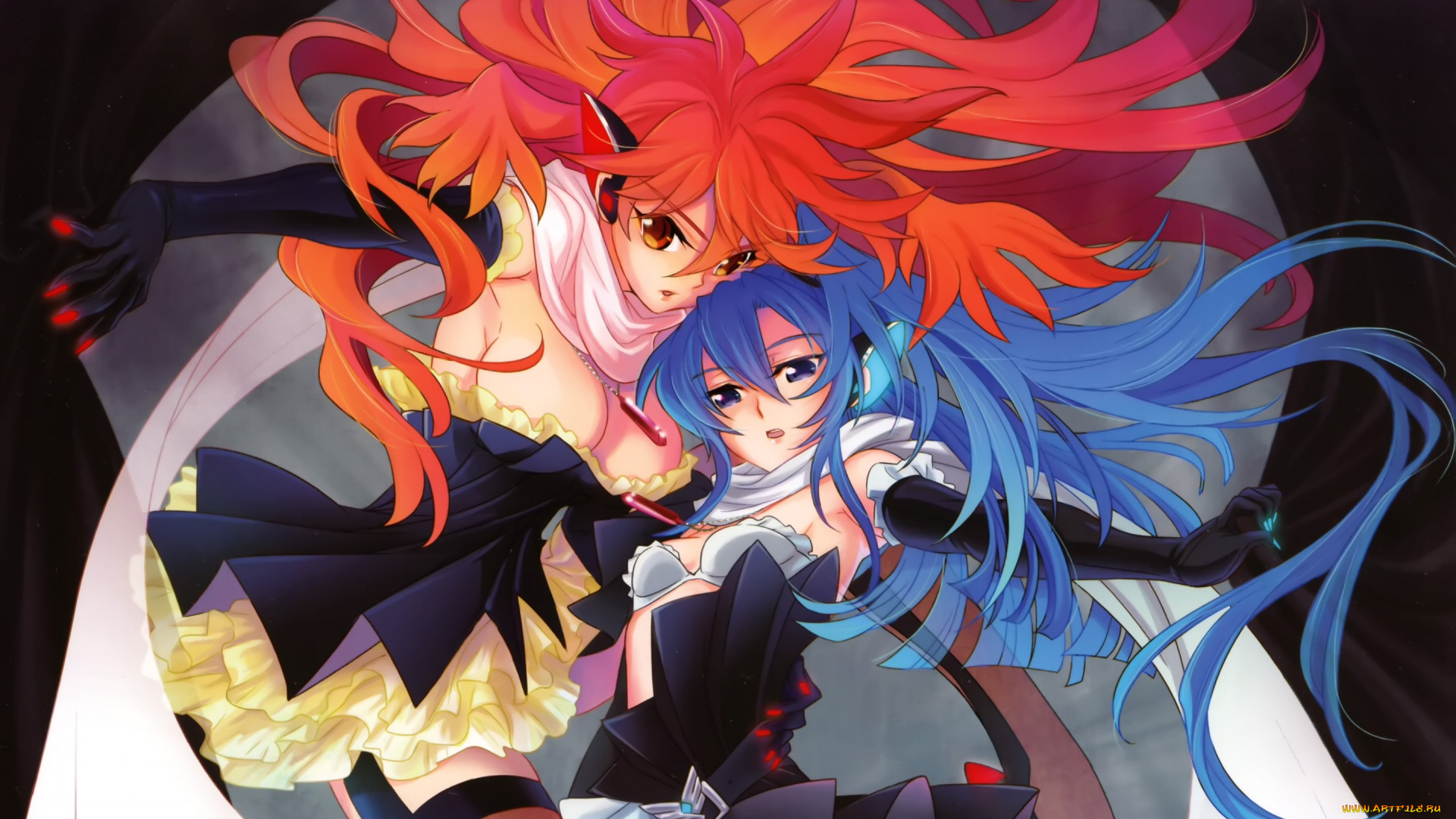 аниме, senki, zesshou, symphogear, крылья, девушки, amou, kanade, kazanari, tsubasa, senki, zesshou, symphogear, арт