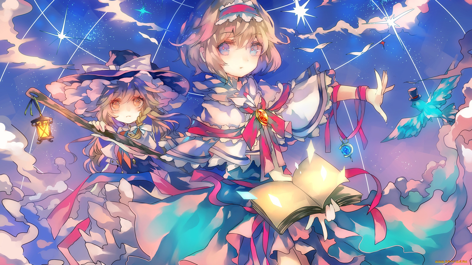 аниме, touhou, девочки, арт, kirisame, marisa, alice, margatroid, cha, goma