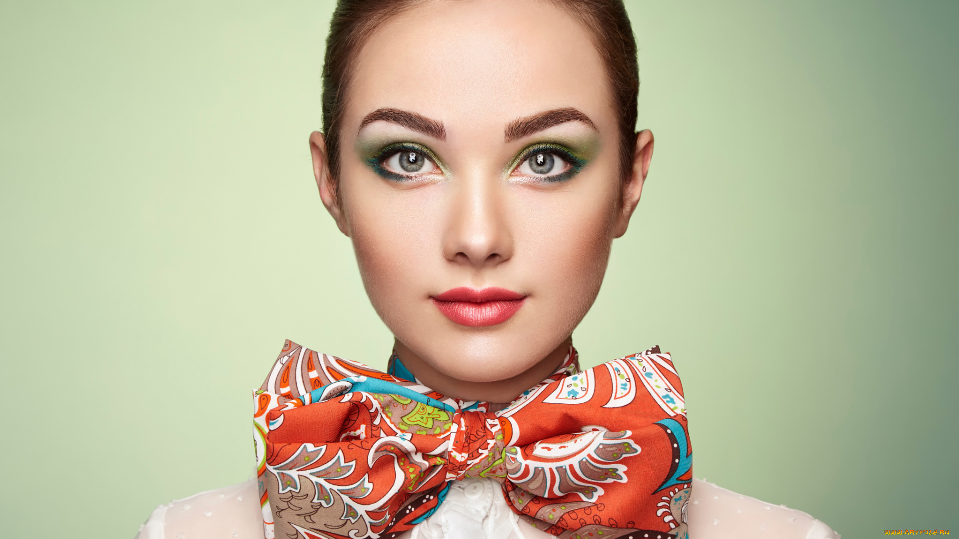 девушки, -unsort, , лица, , портреты, oleg, gekman, бант, партрет, with, bow, young, woman, portrait, of, beautiful