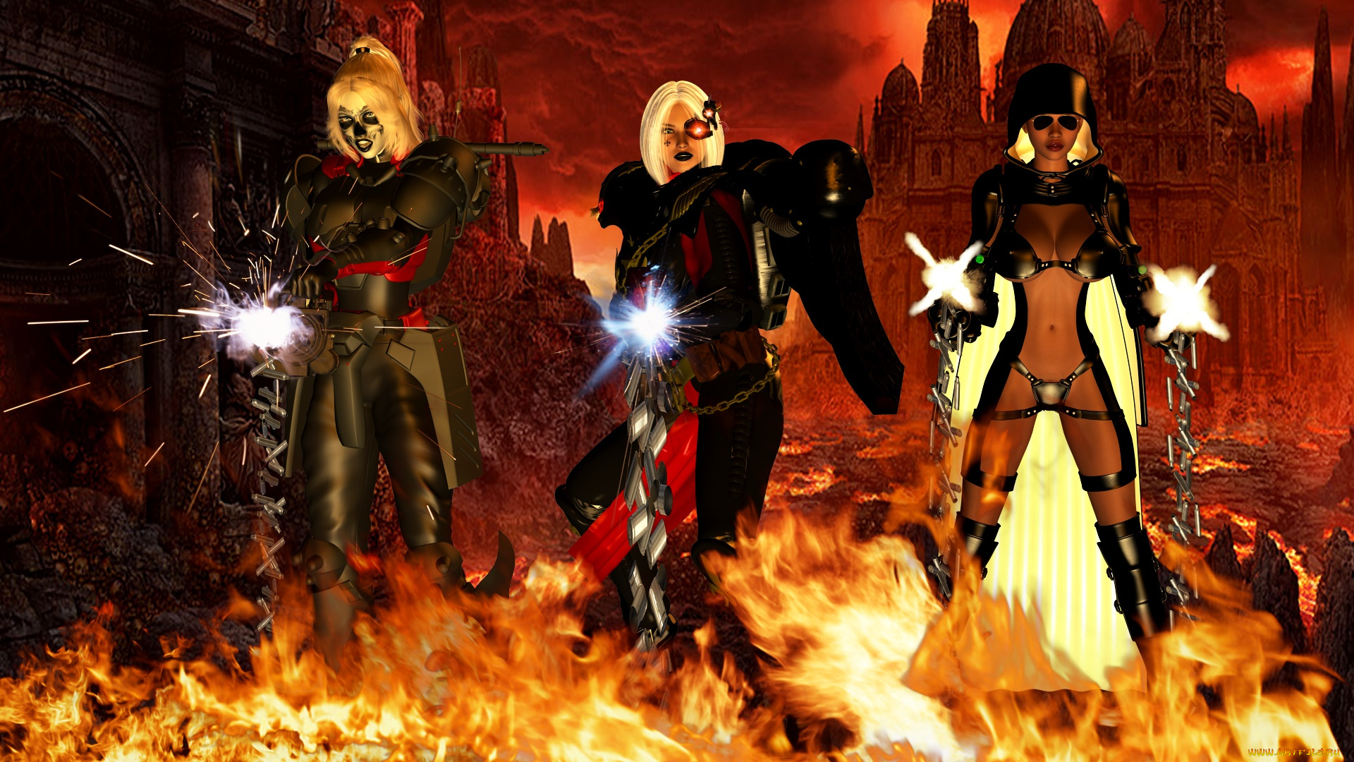 видео, игры, dark, heresy, девушки, взгляд, фон, оружие