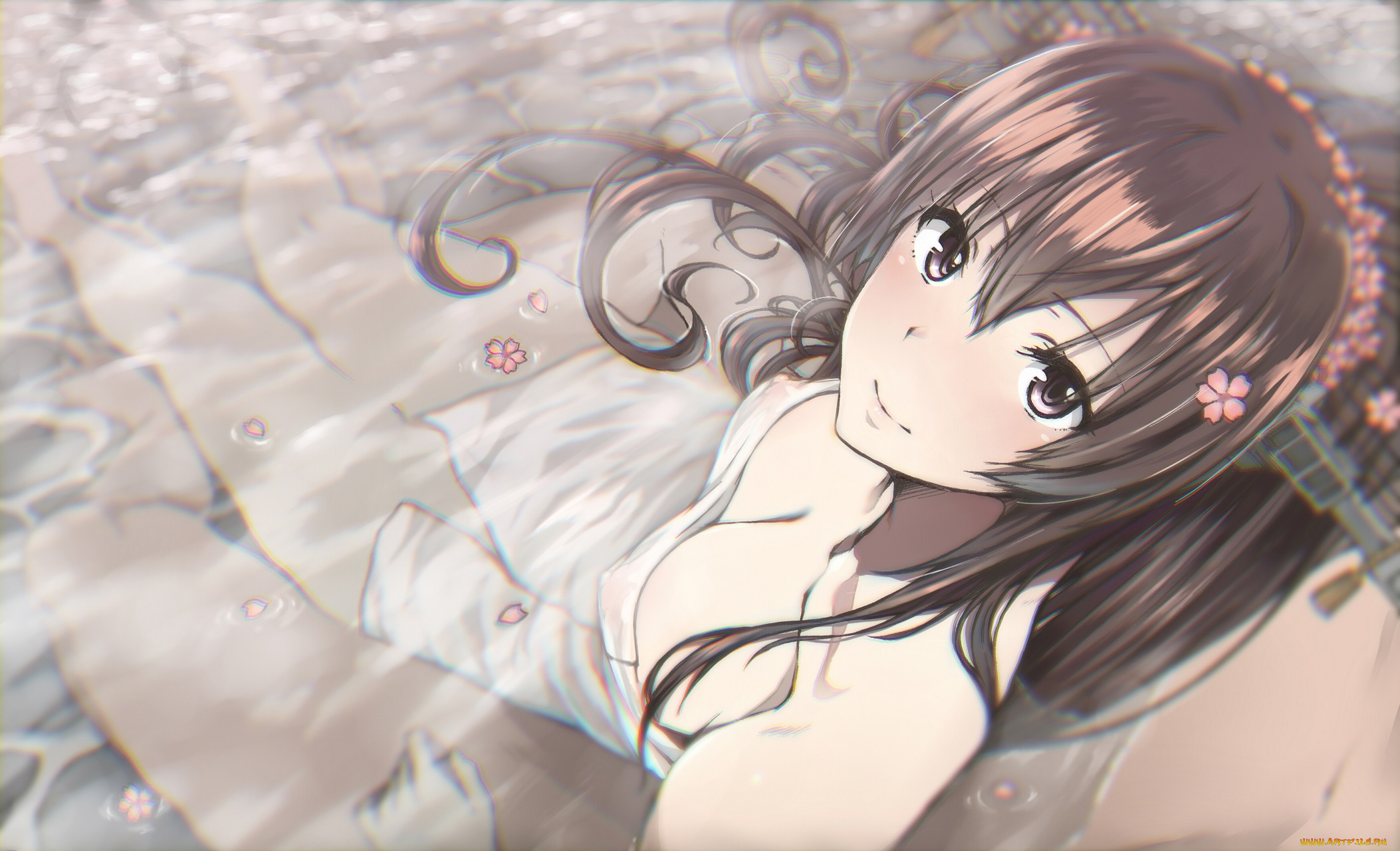 аниме, kantai, collection, вода, взгляд, девушка, kappipe, brd0520, kancolle, yamato, kantai, collection