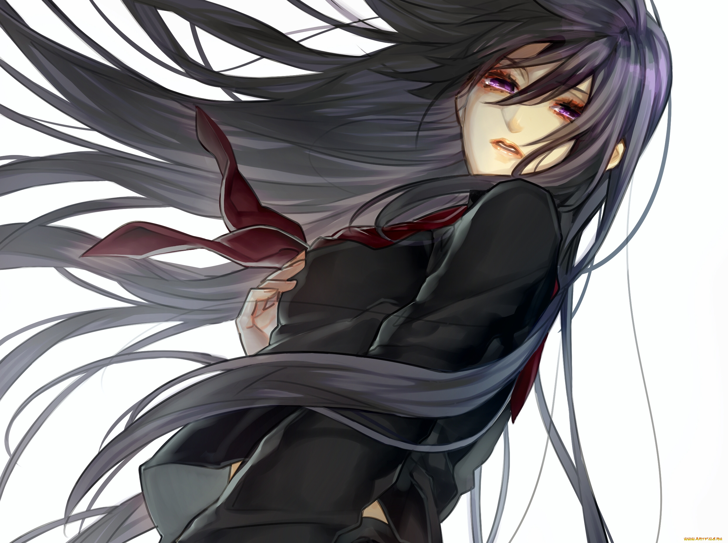 аниме, unknown, , другое, форма, школьница, девушка, tayuya1130, арт, бант, глаза