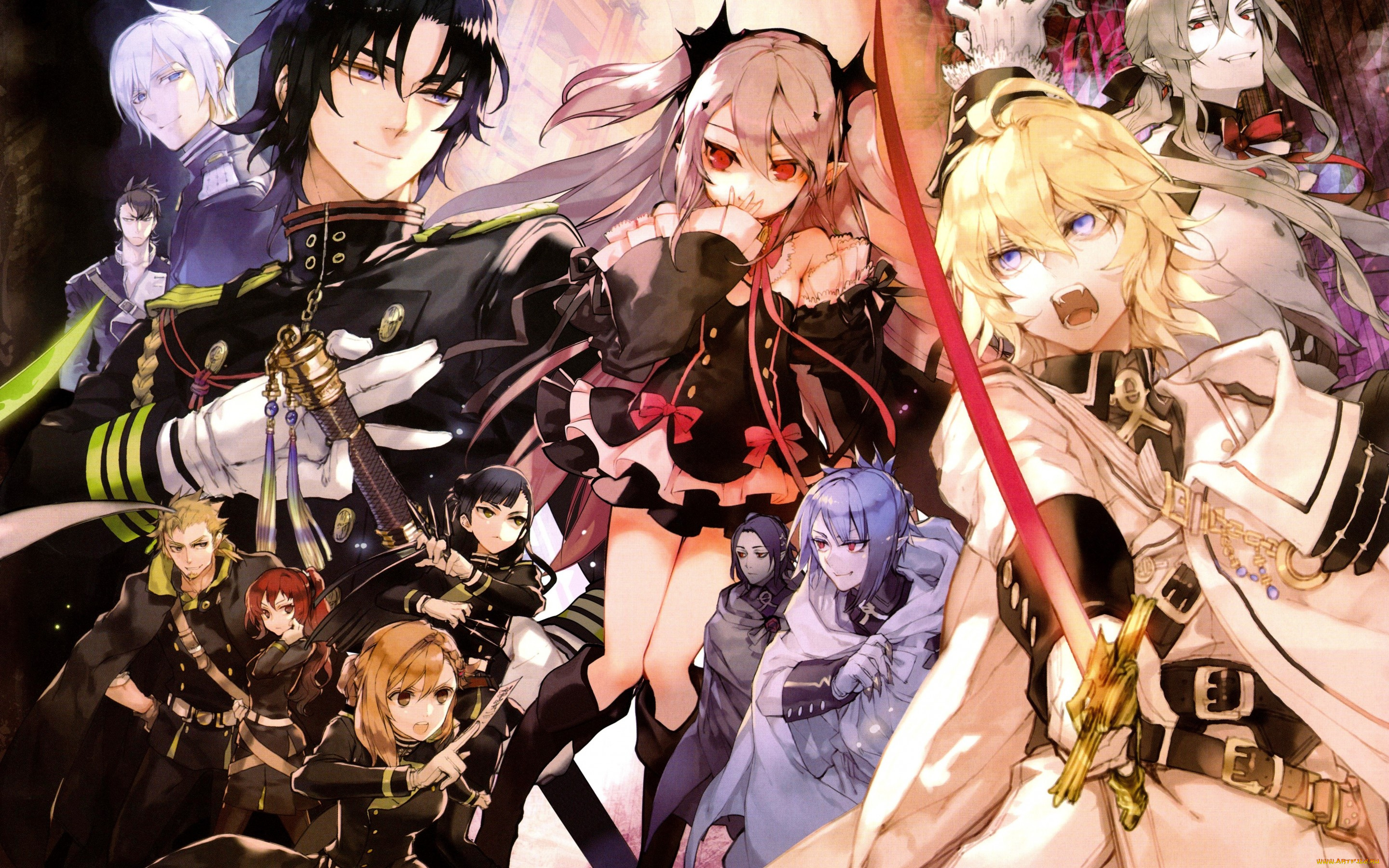 аниме, owari, no, seraph, война, мужчины, девушки, вампиры, последний, серафим, люди