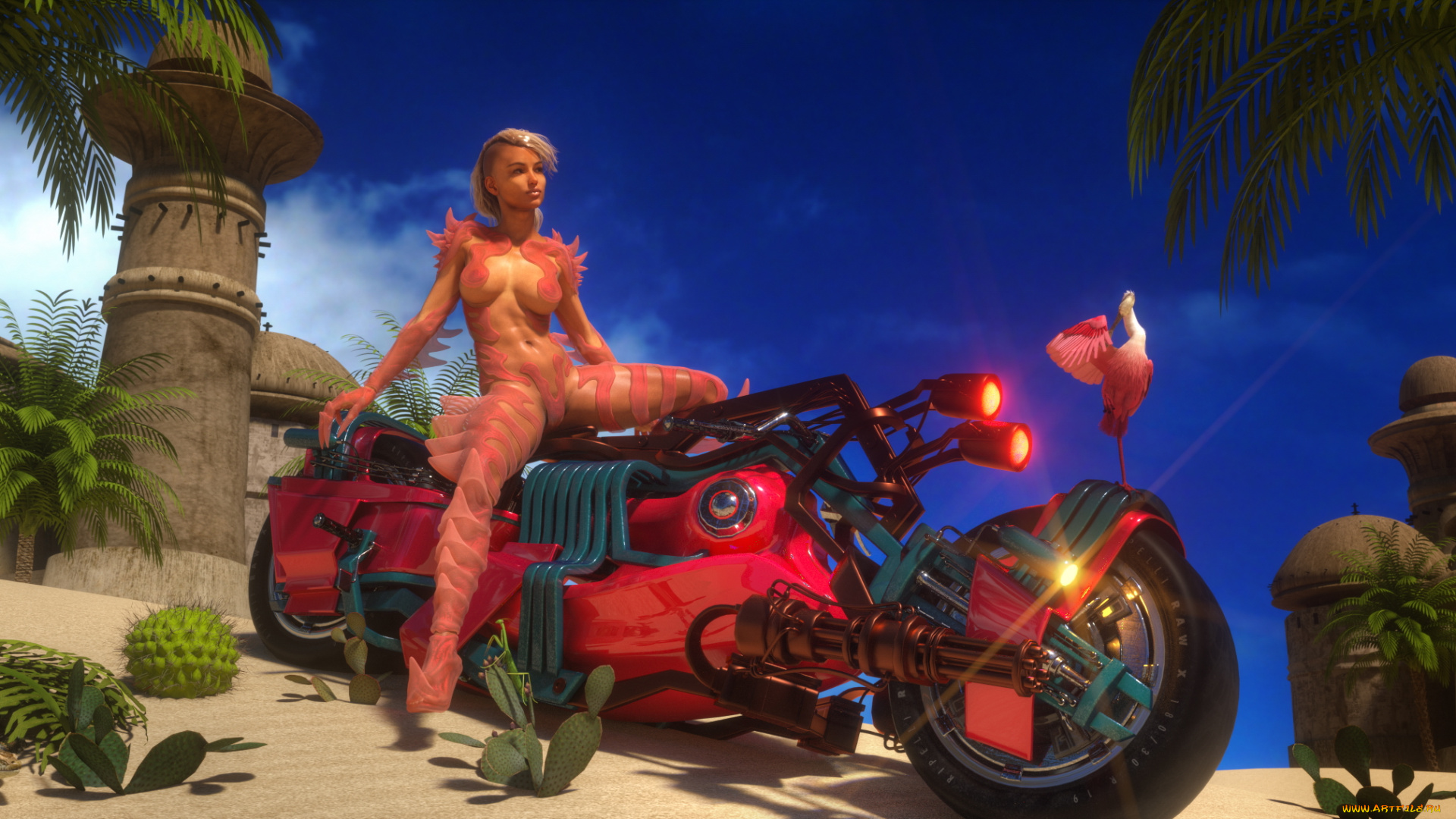 3д, графика, фантазия, , fantasy, девушка, взгляд, фон