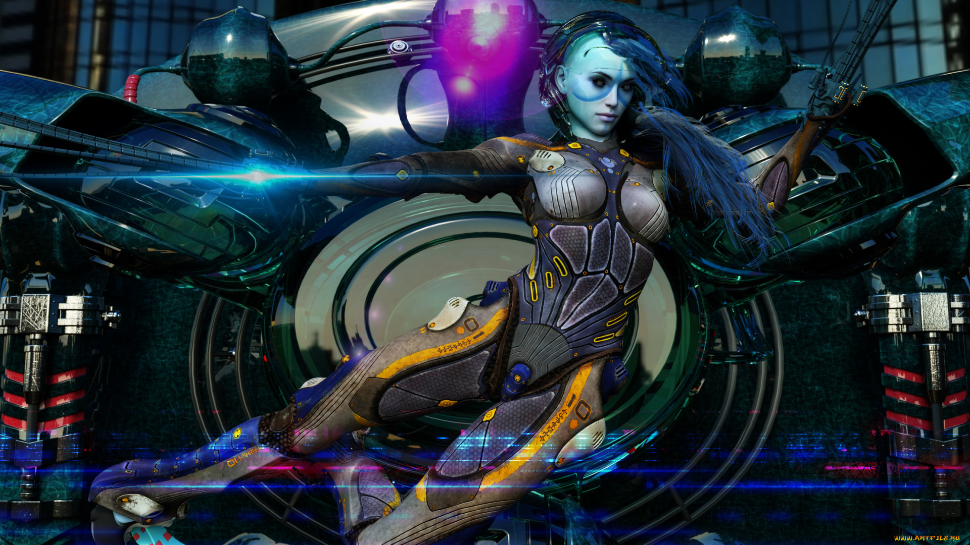 3д, графика, фантазия, , fantasy, девушка, взгляд, фон