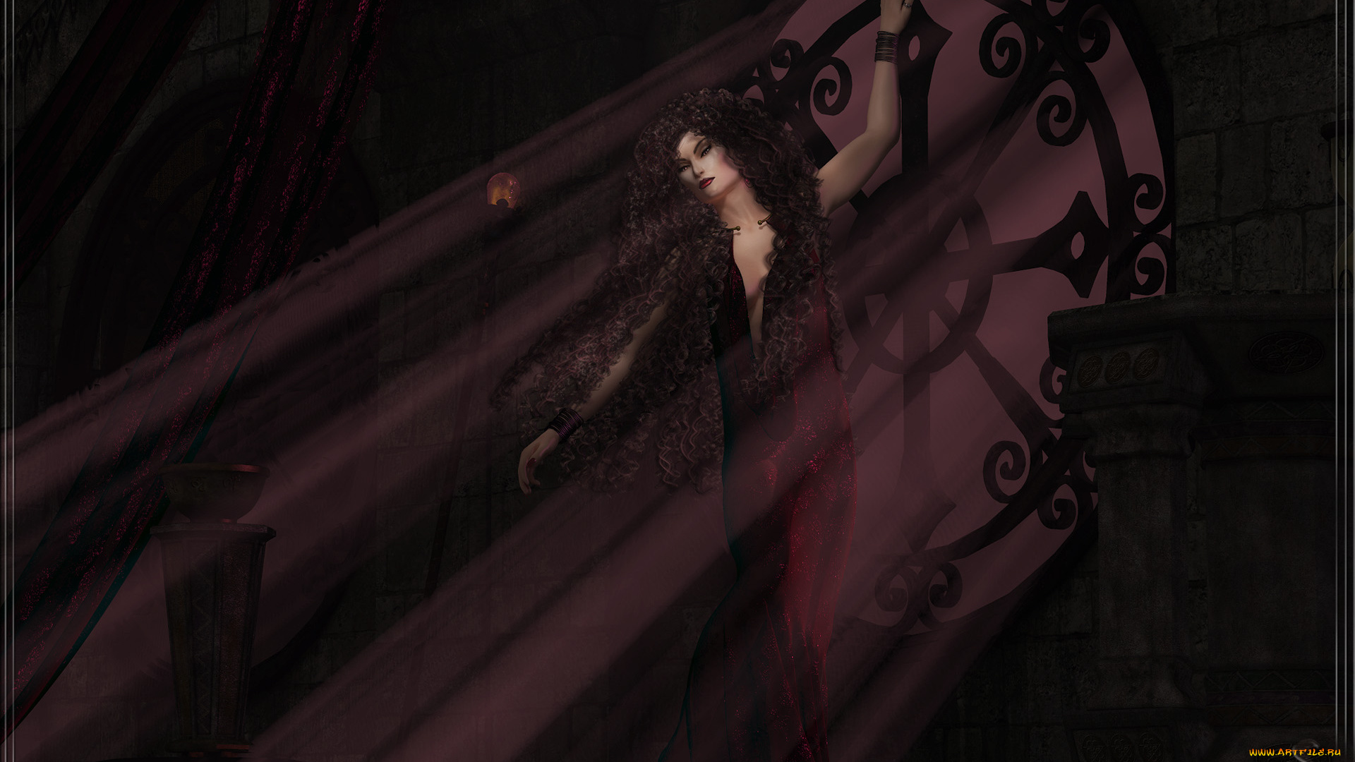 3д, графика, фантазия, , fantasy, фон, взгляд, девушка