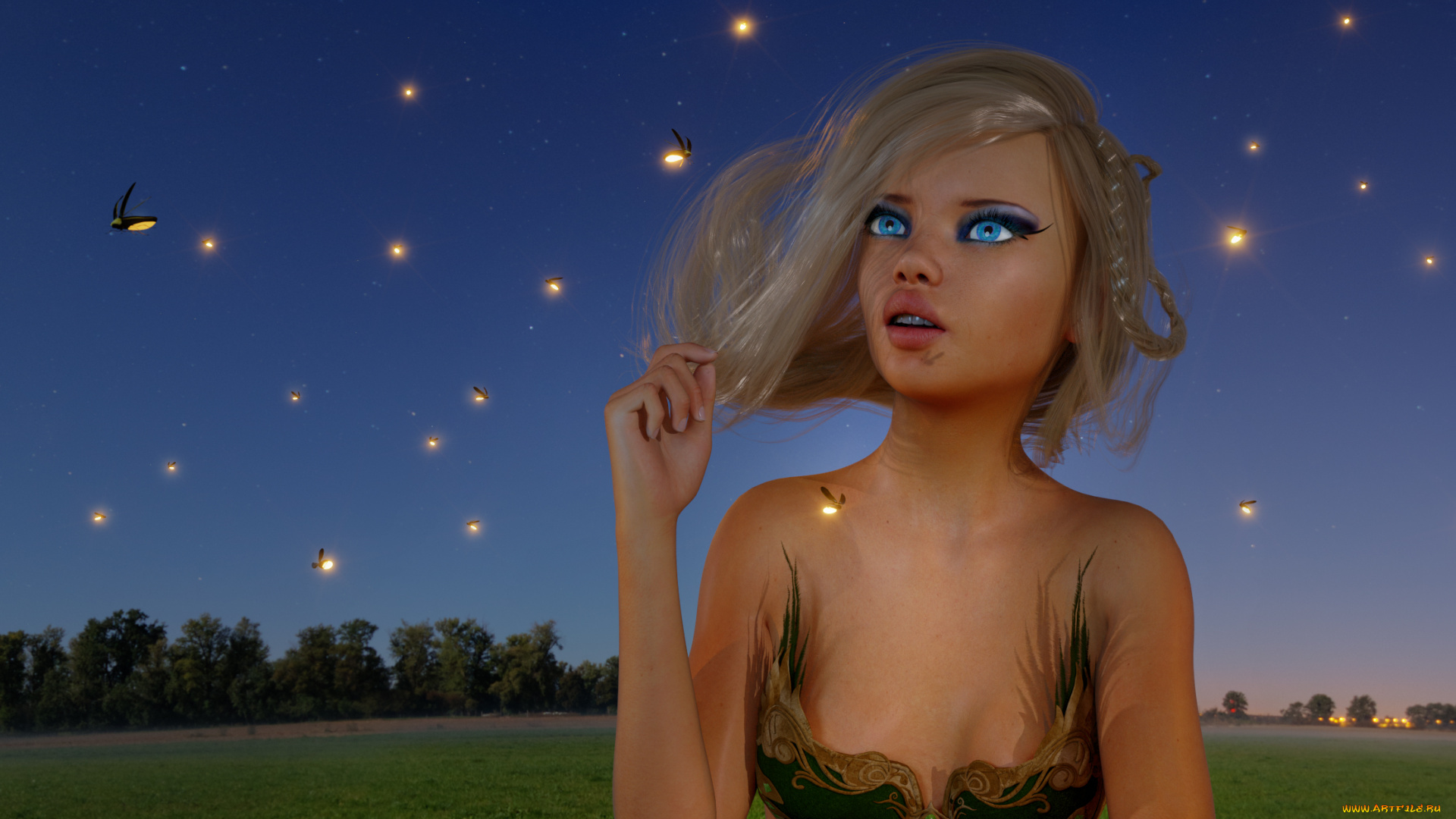 3д, графика, люди, , people, девушка, взгляд, фон