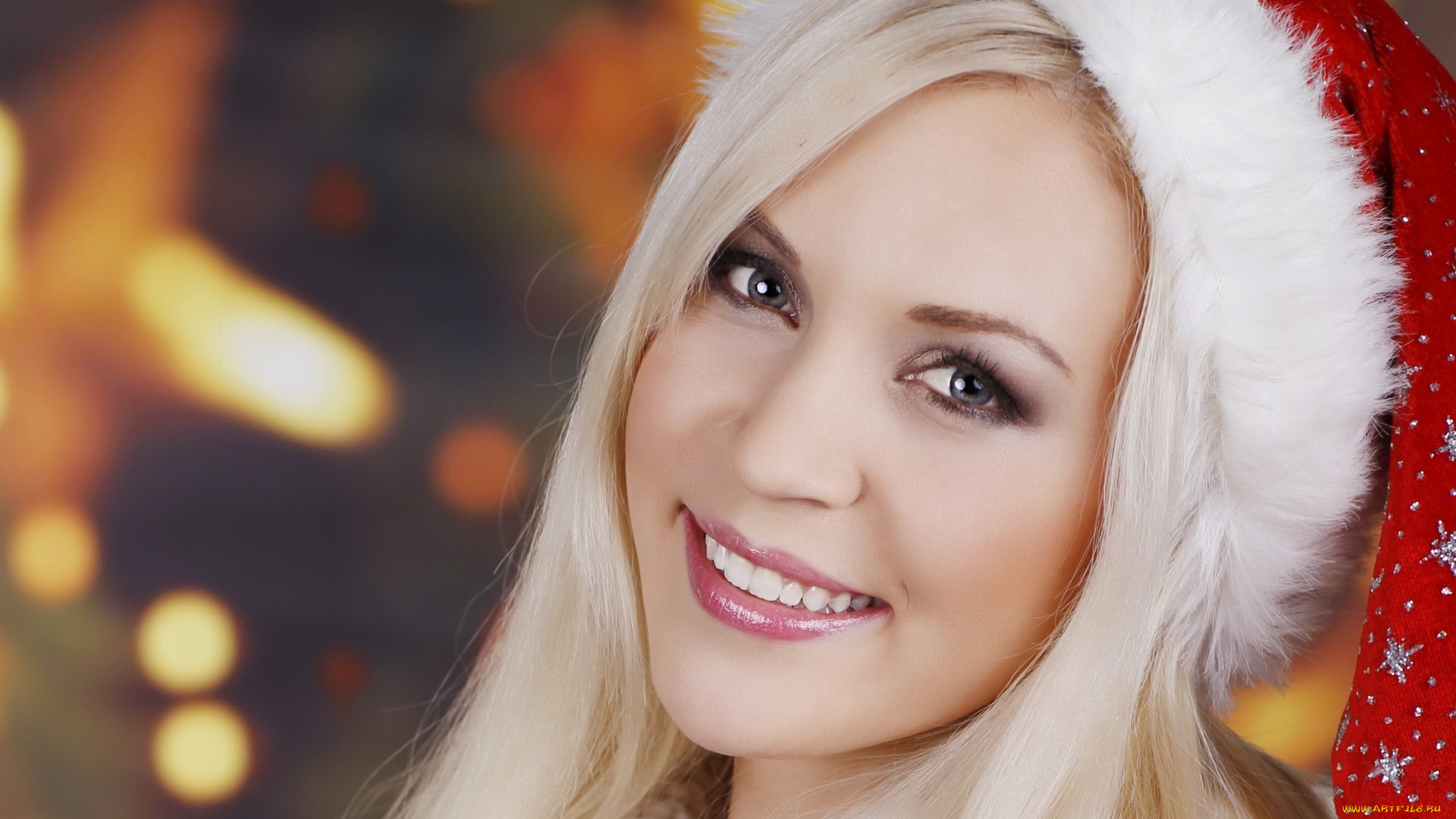 девушки, -unsort, , снегурочки, блондинка, шапка, улыбка, лицо