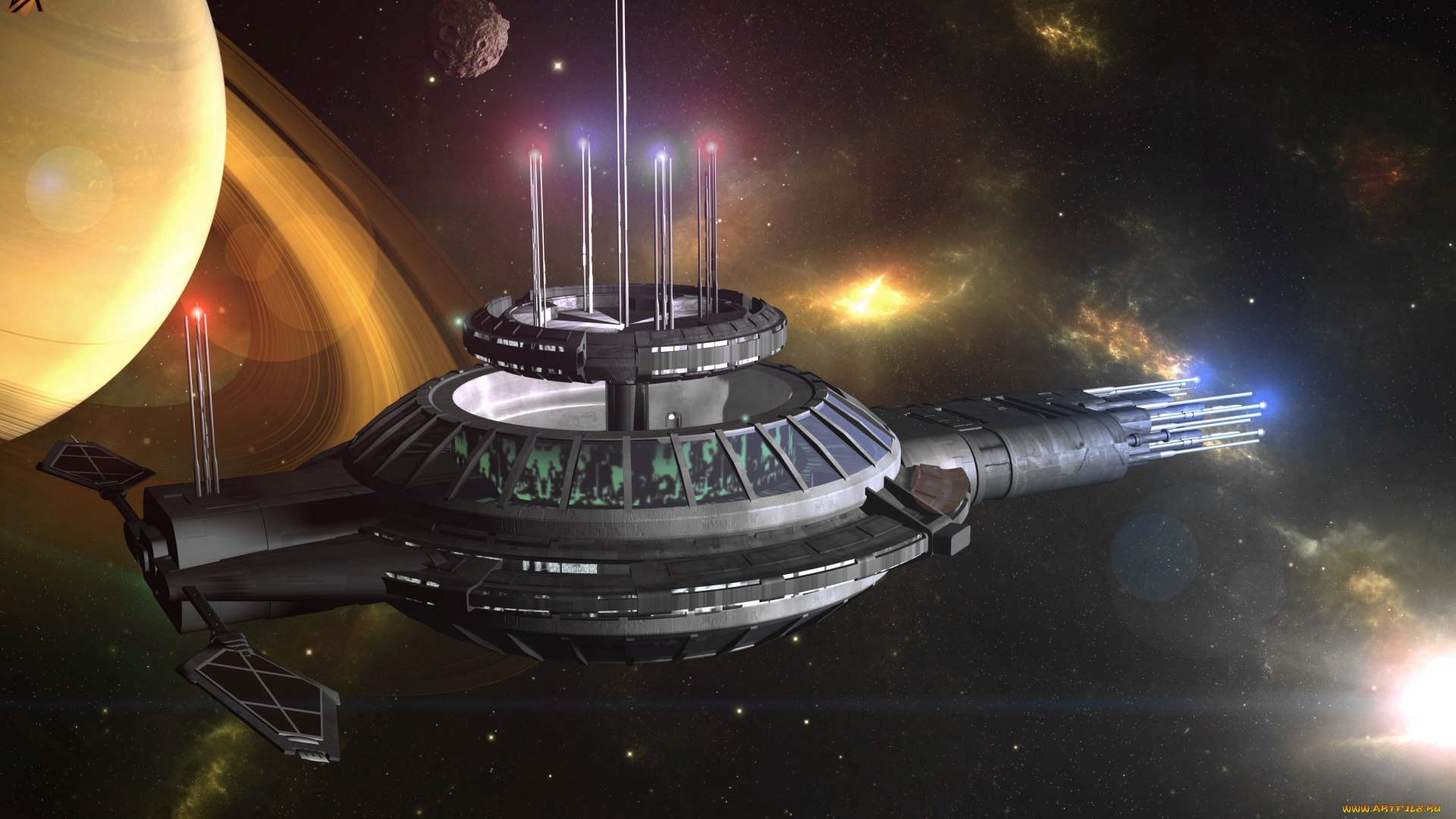 космос, арт, космический, корабль, полет, вселенная