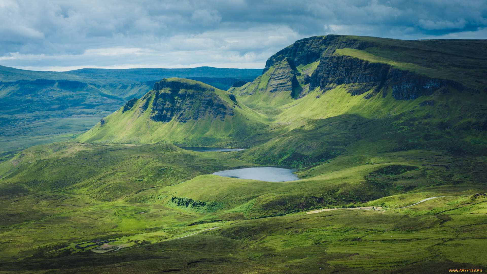 природа, пейзажи, озеро, холмы