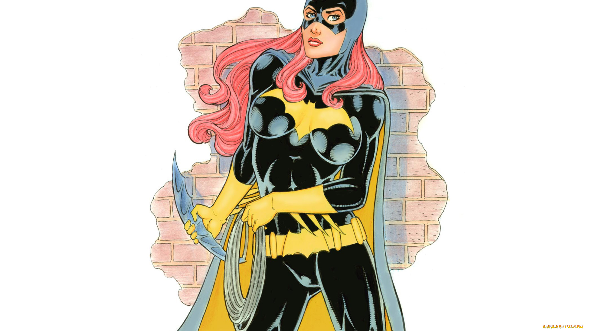 рисованное, комиксы, взгляд, маска, фон, плащ, униформа, девушка