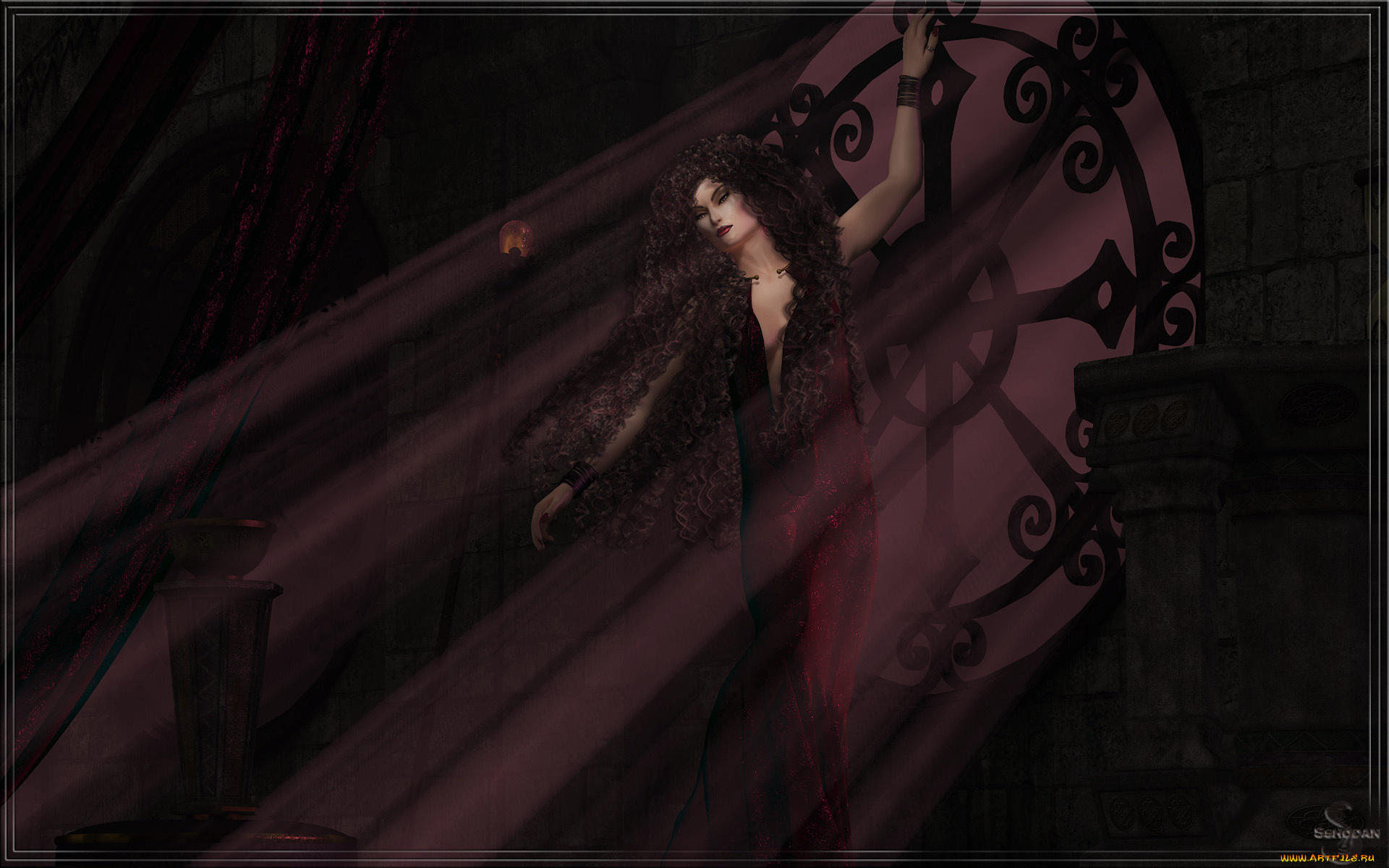 3д, графика, фантазия, , fantasy, фон, взгляд, девушка