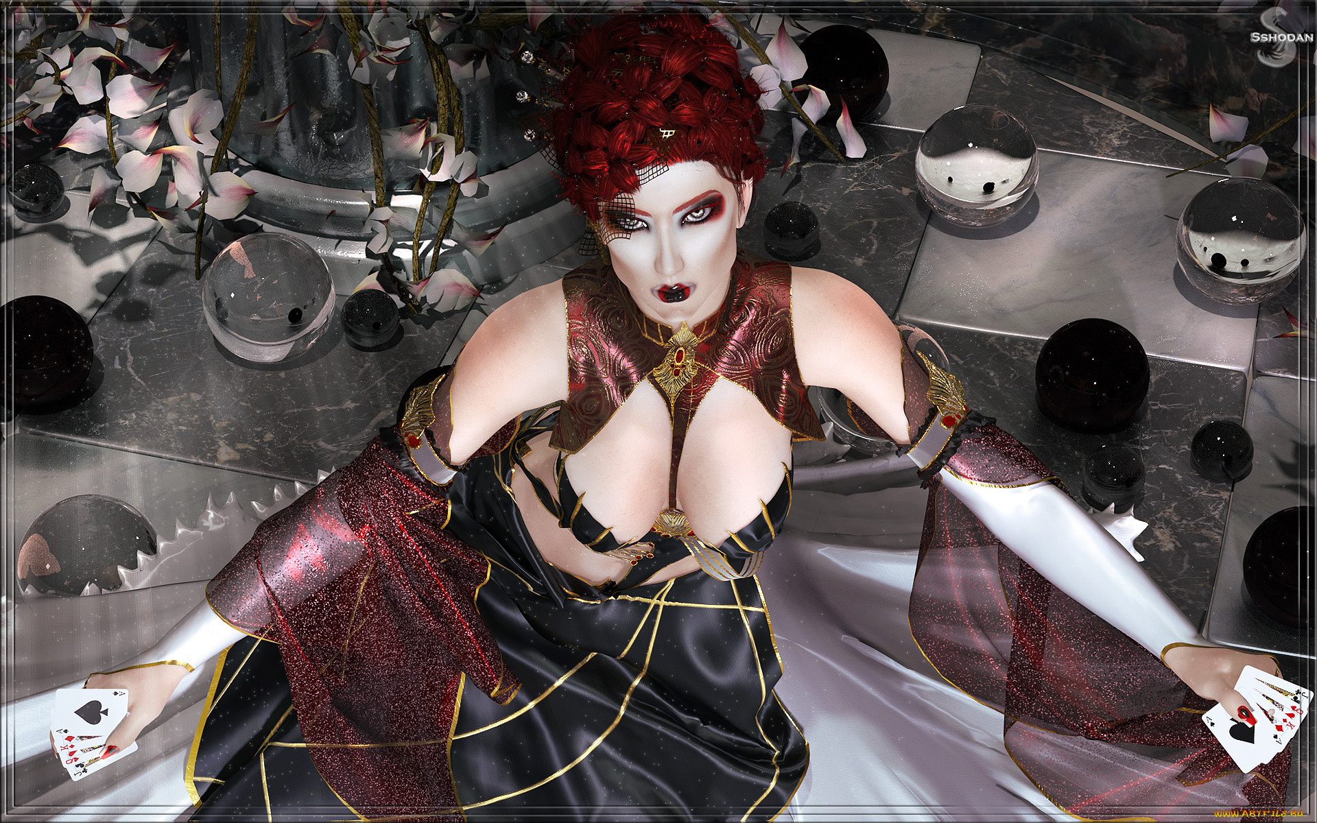 3д, графика, фантазия, , fantasy, фон, взгляд, девушка