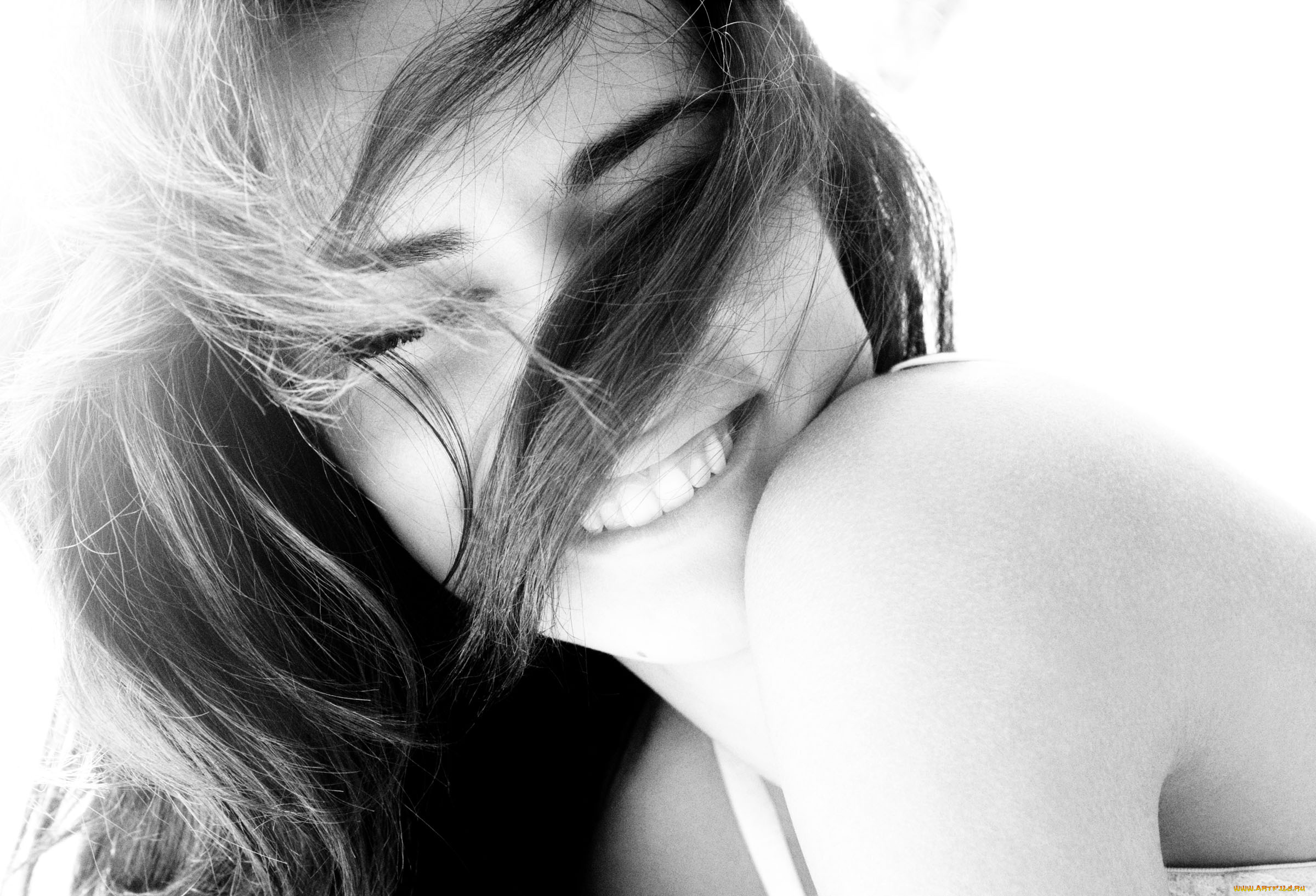 девушки, adriana, lima, адриана, лима, модель, волосы, лицо, улыбка, черно-белая