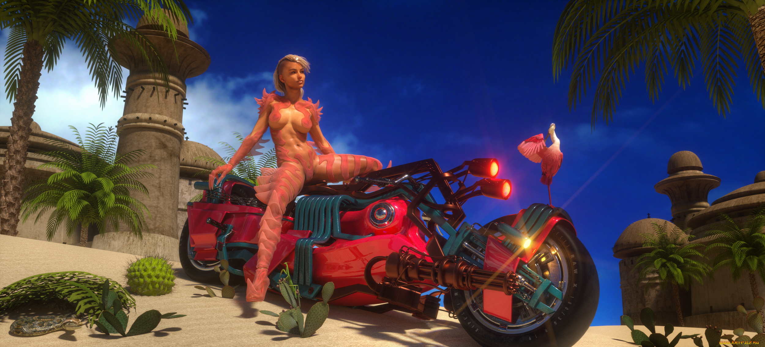 3д, графика, фантазия, , fantasy, девушка, взгляд, фон