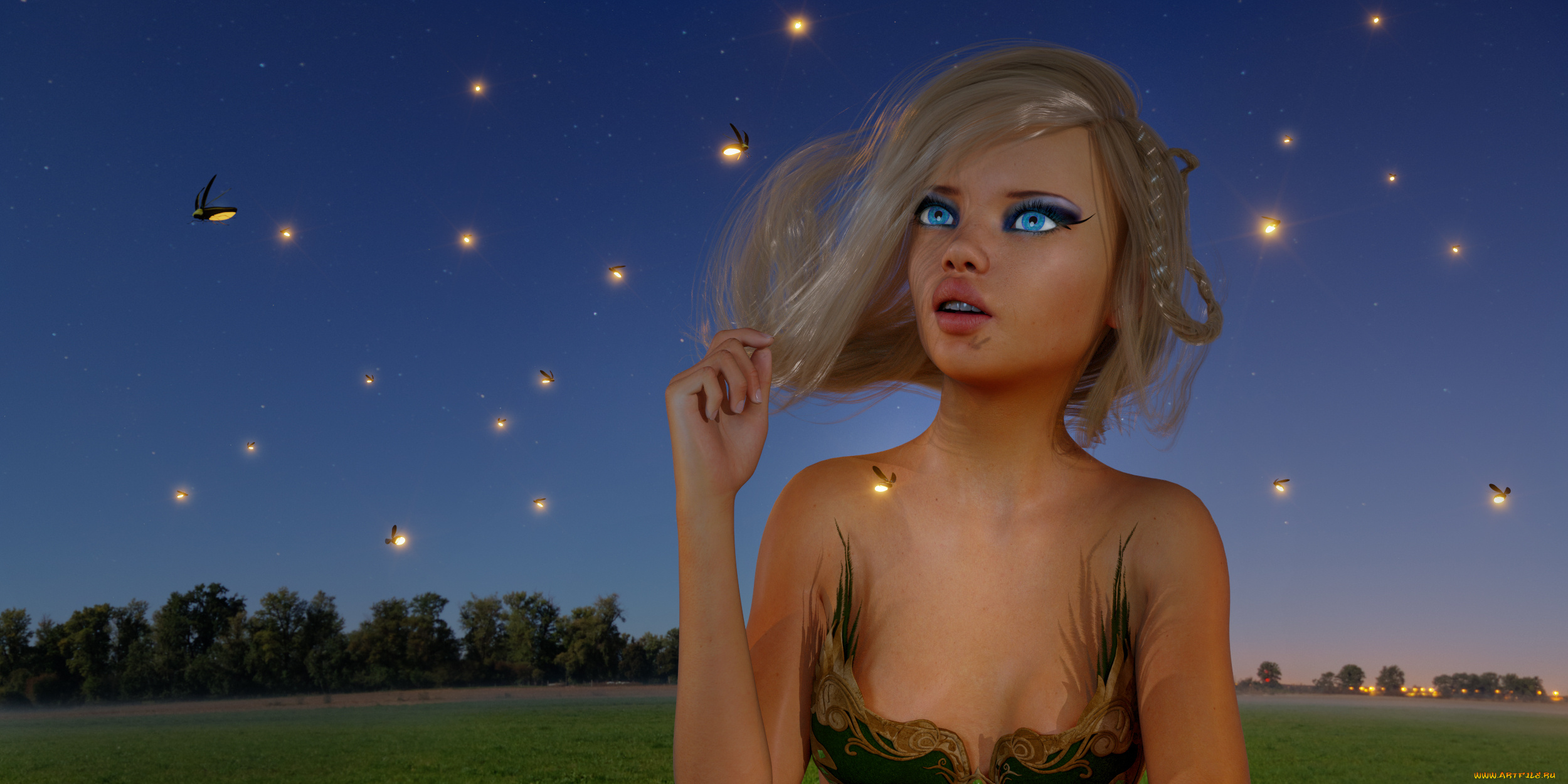 3д, графика, люди, , people, девушка, взгляд, фон