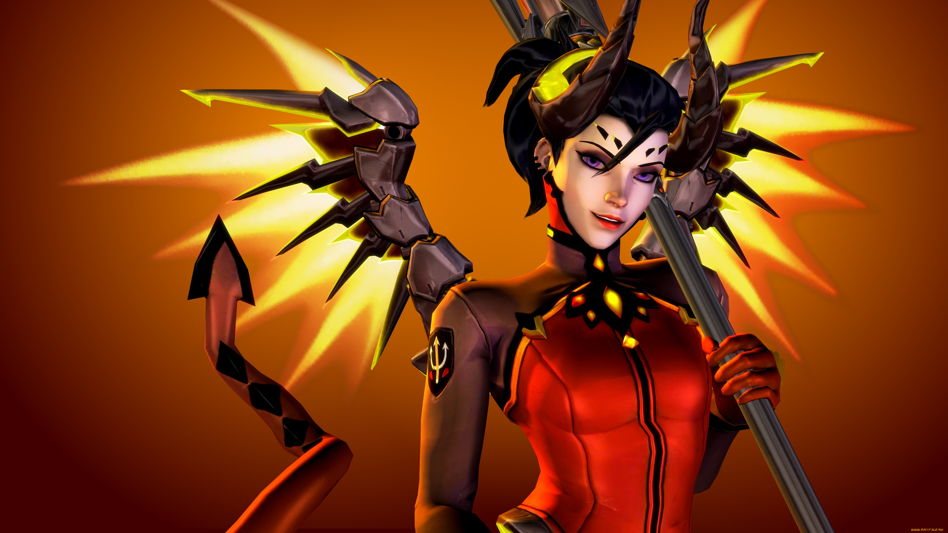 видео, игры, overwatch, взгляд, фон, девушка