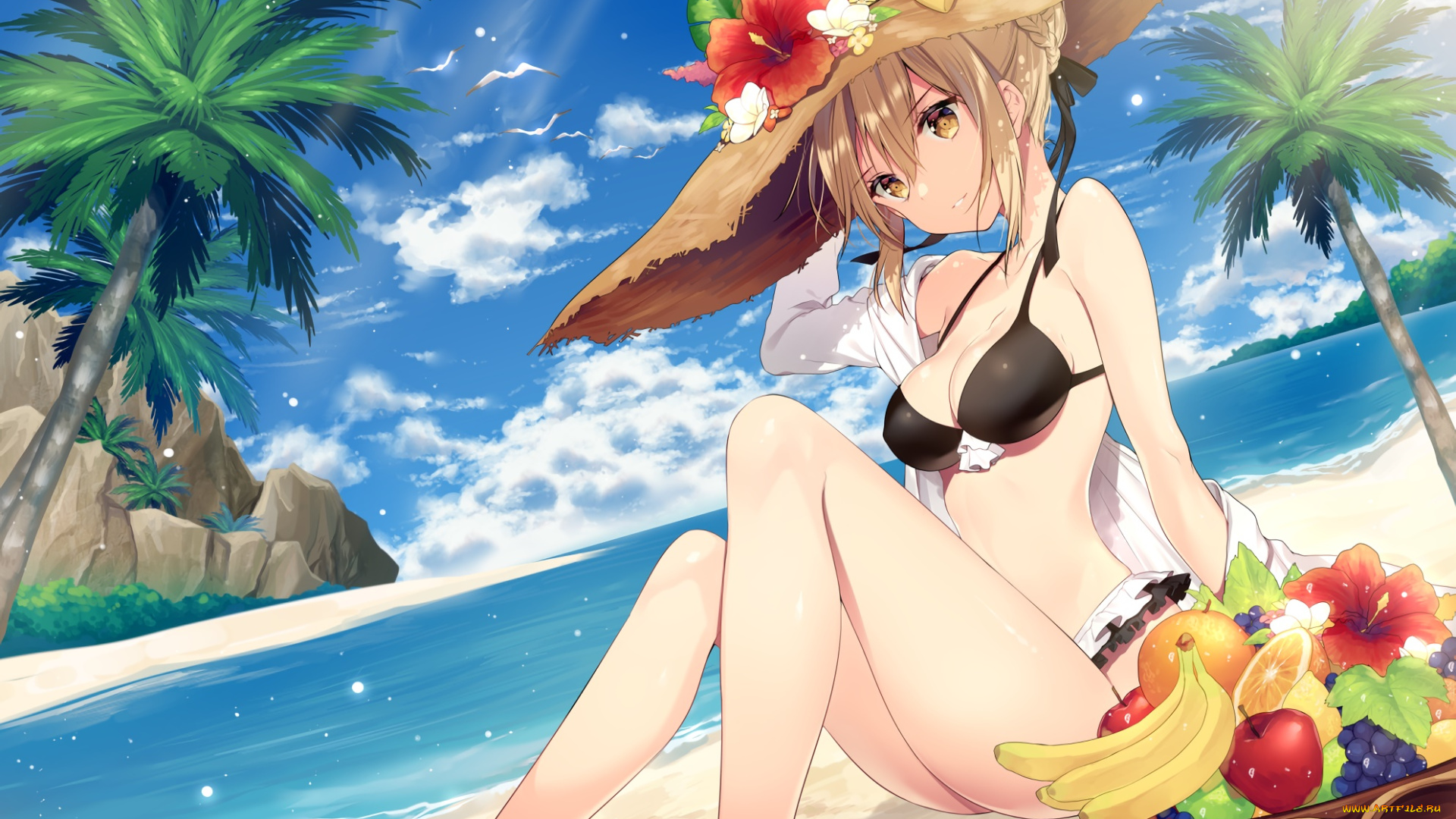 аниме, fate, stay, night, взгляд, девушка, фон