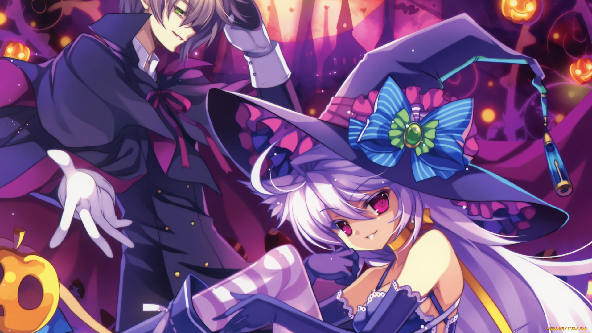 аниме, магия, , колдовство, , halloween, двое