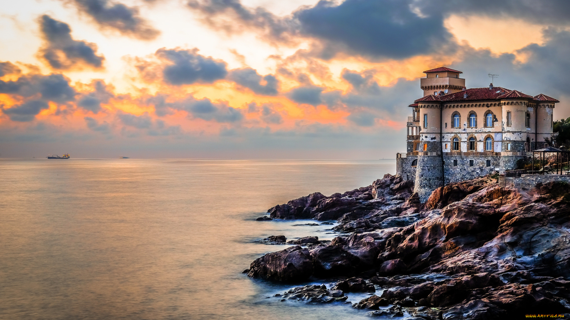 castello, del, boccale, a, calafuria, города, замки, италии, простор