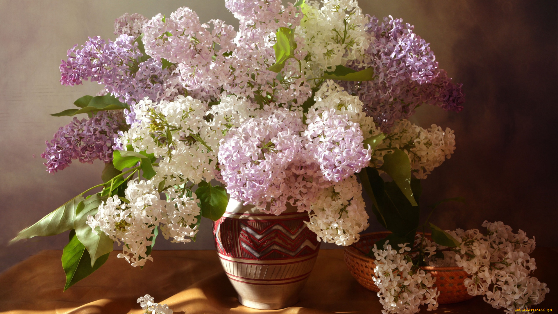 цветы, сирень, букет, лето, натюрморт, композиция