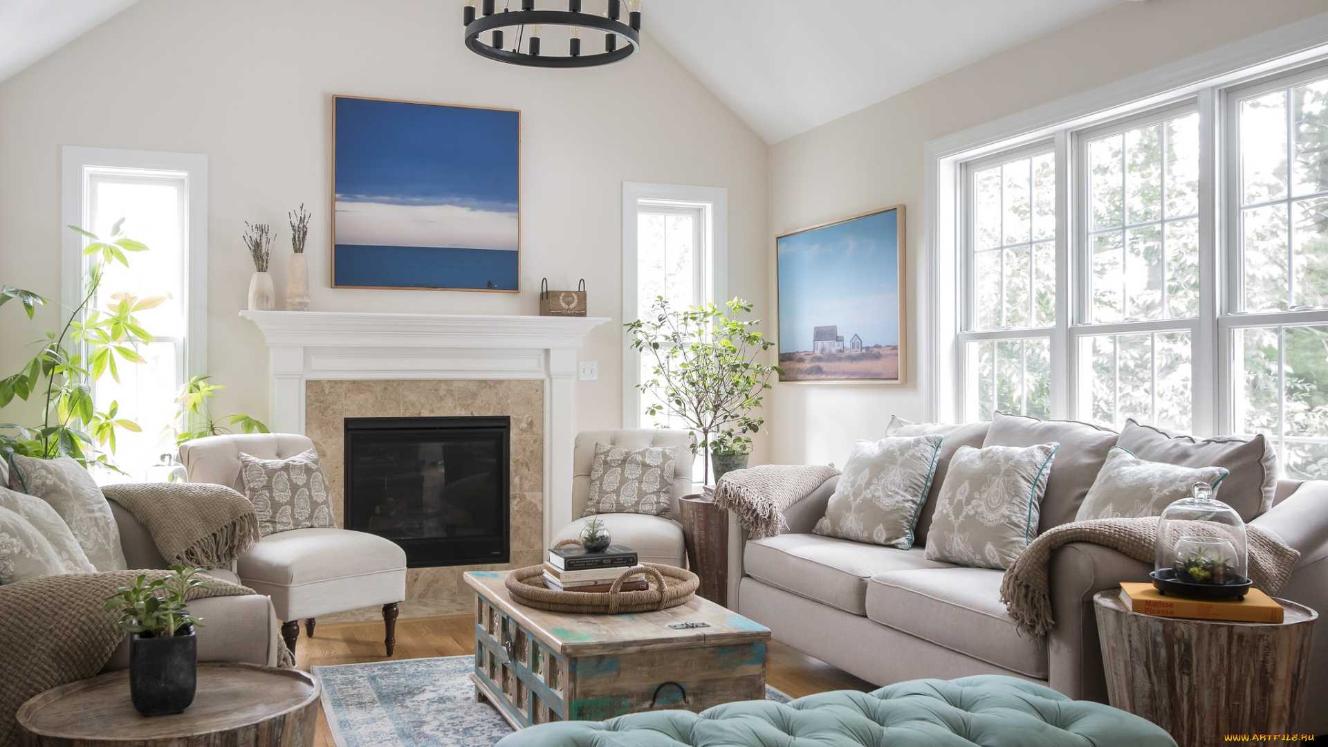 интерьер, гостиная, диван, мебель, подушки