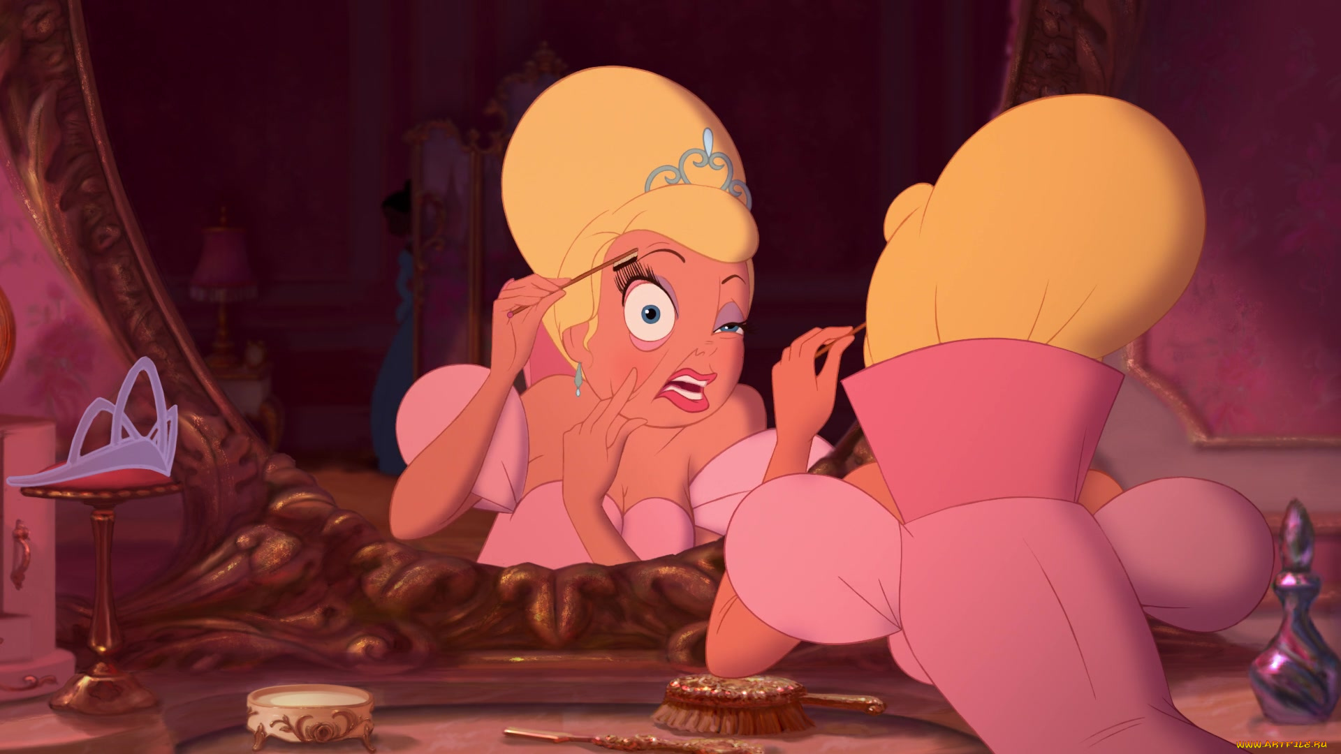 мультфильмы, the, princess, and, the, frog, расческа, зеркало, принцесса, отражение, косметика