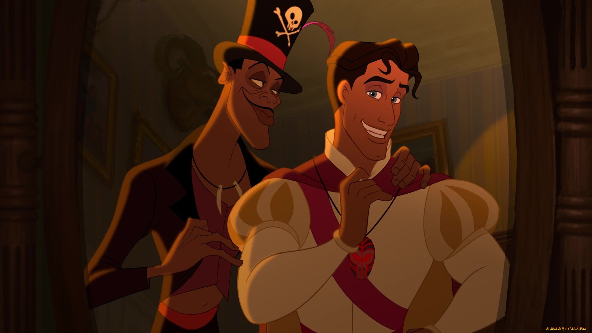 мультфильмы, the, princess, and, the, frog, улыбка, медальон, зеркало, принц, мужчина