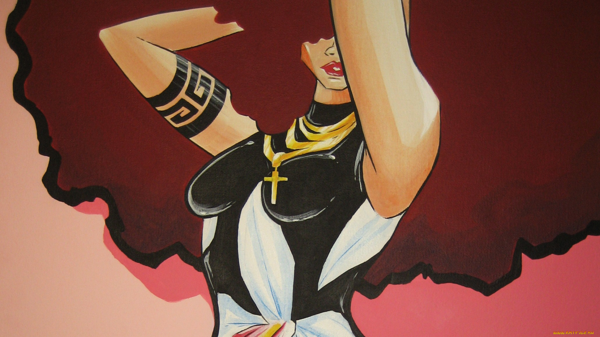 разное, арты, крест, женщина, тату