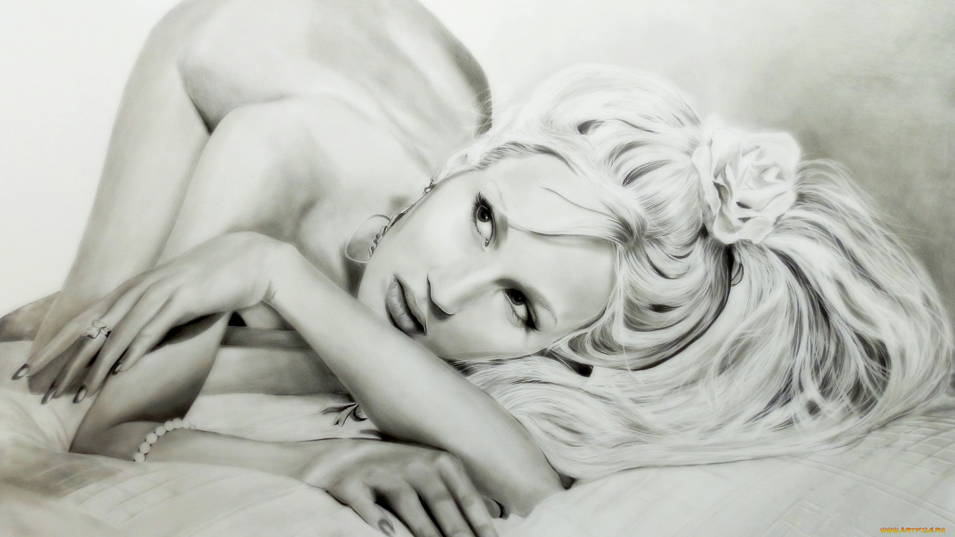 рисованное, люди, взгляд, фон, девушка